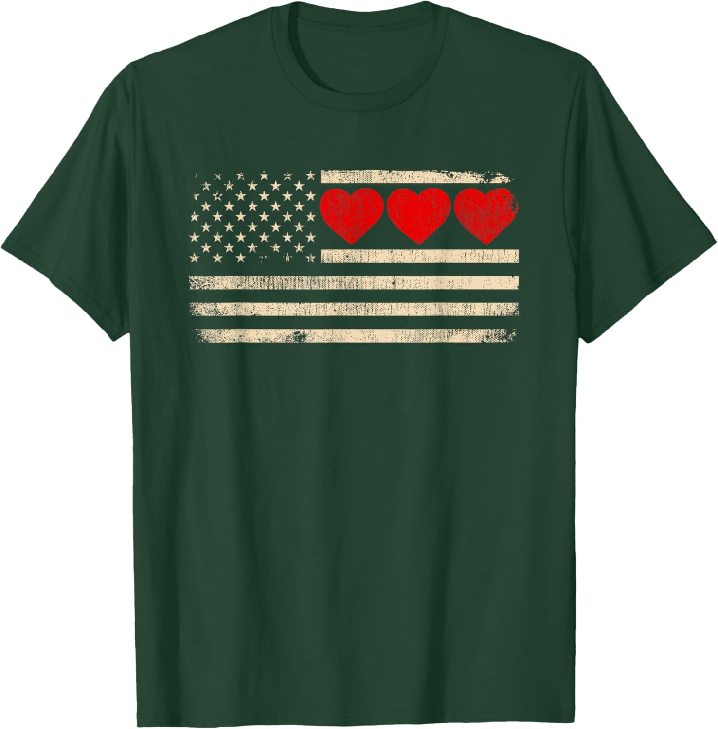 Vintage Valentine's Day T-Shirt Featuring American Flag Hearts for Lovers - 9