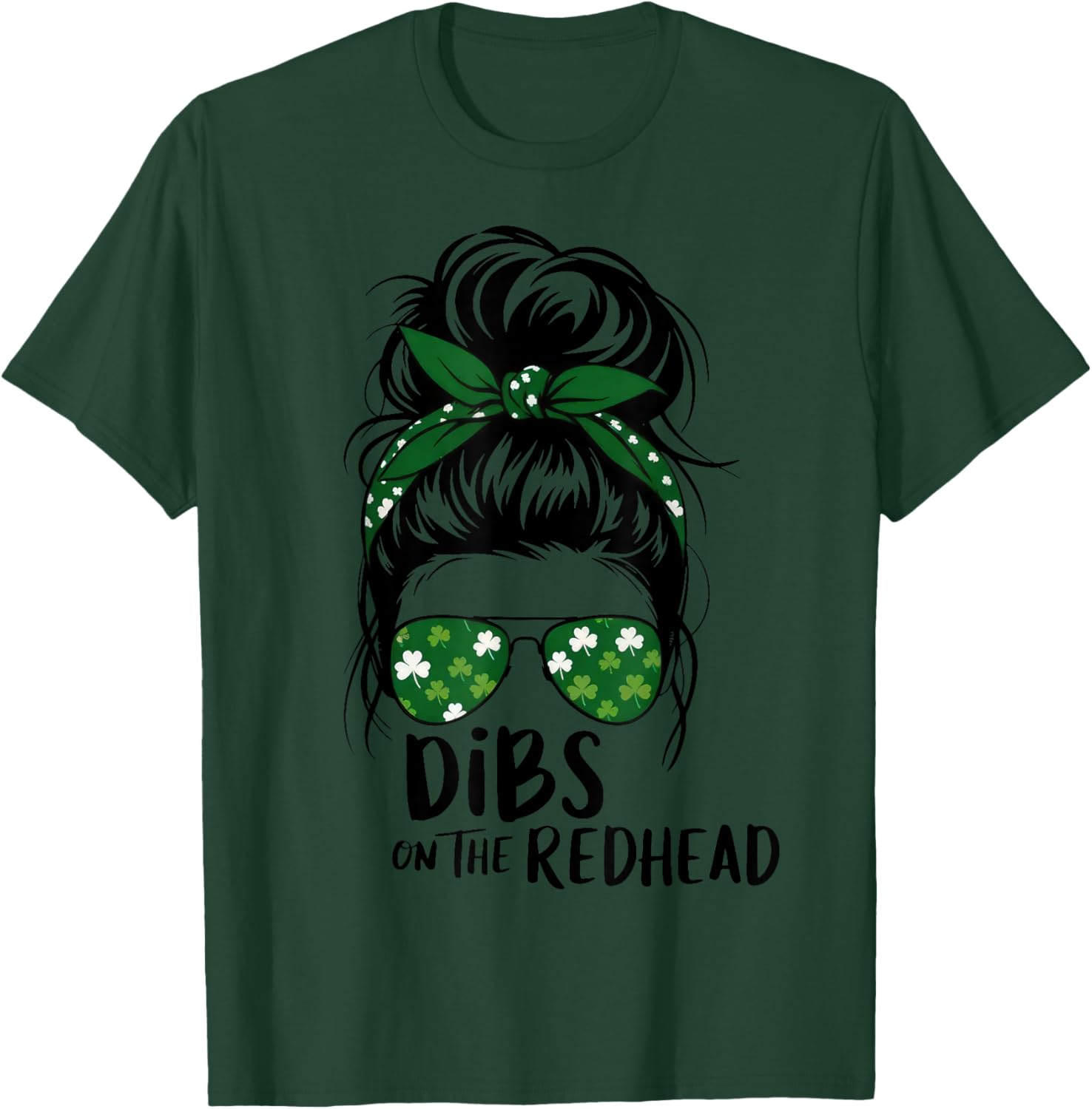 St Patricks Day Messy Bun Shamrock Redhead Dibs T-Shirt for Fun Celebrations - 12