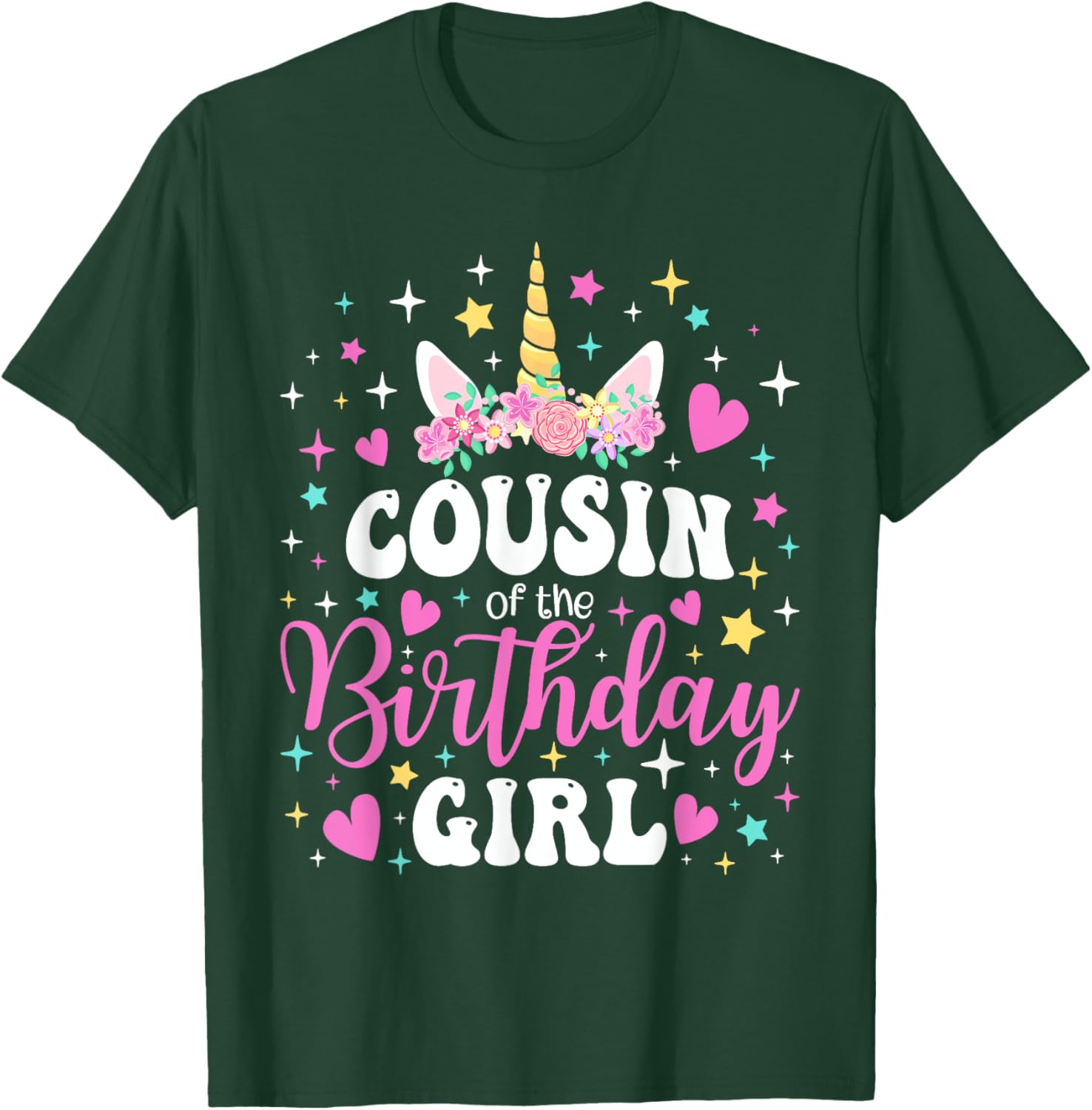 Unicorn Cousin of the Birthday Girl Matching Family T-Shirt Fun Gift - 14