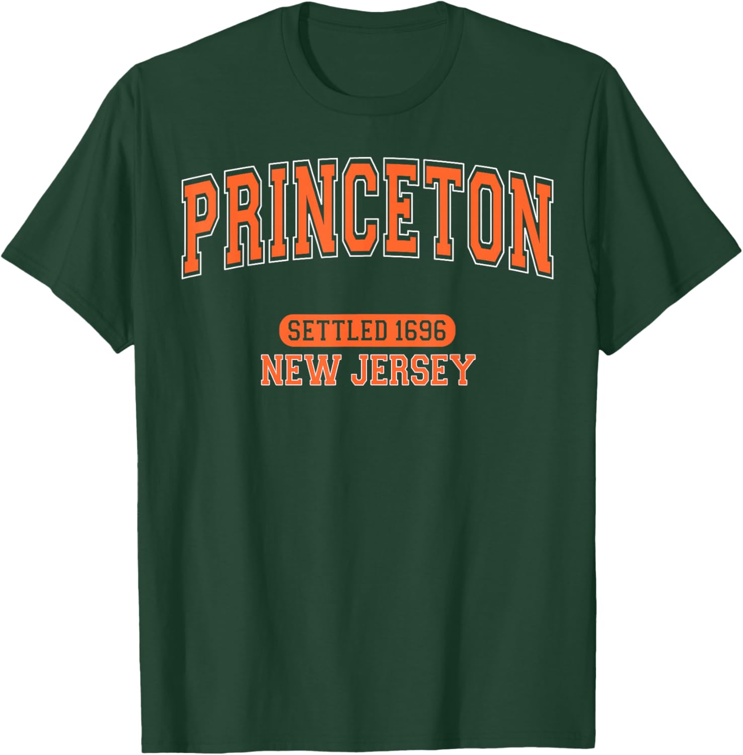 Vintage Arched Orange T-Shirt Celebrating Princeton New Jersey 1696 - 20