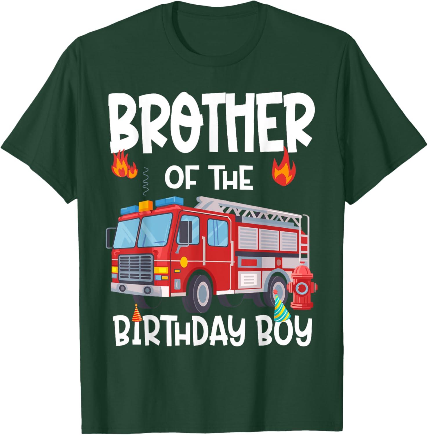 Brother of the Birthday Boy Fire Truck T-Shirt for Fun Celebrations - 7