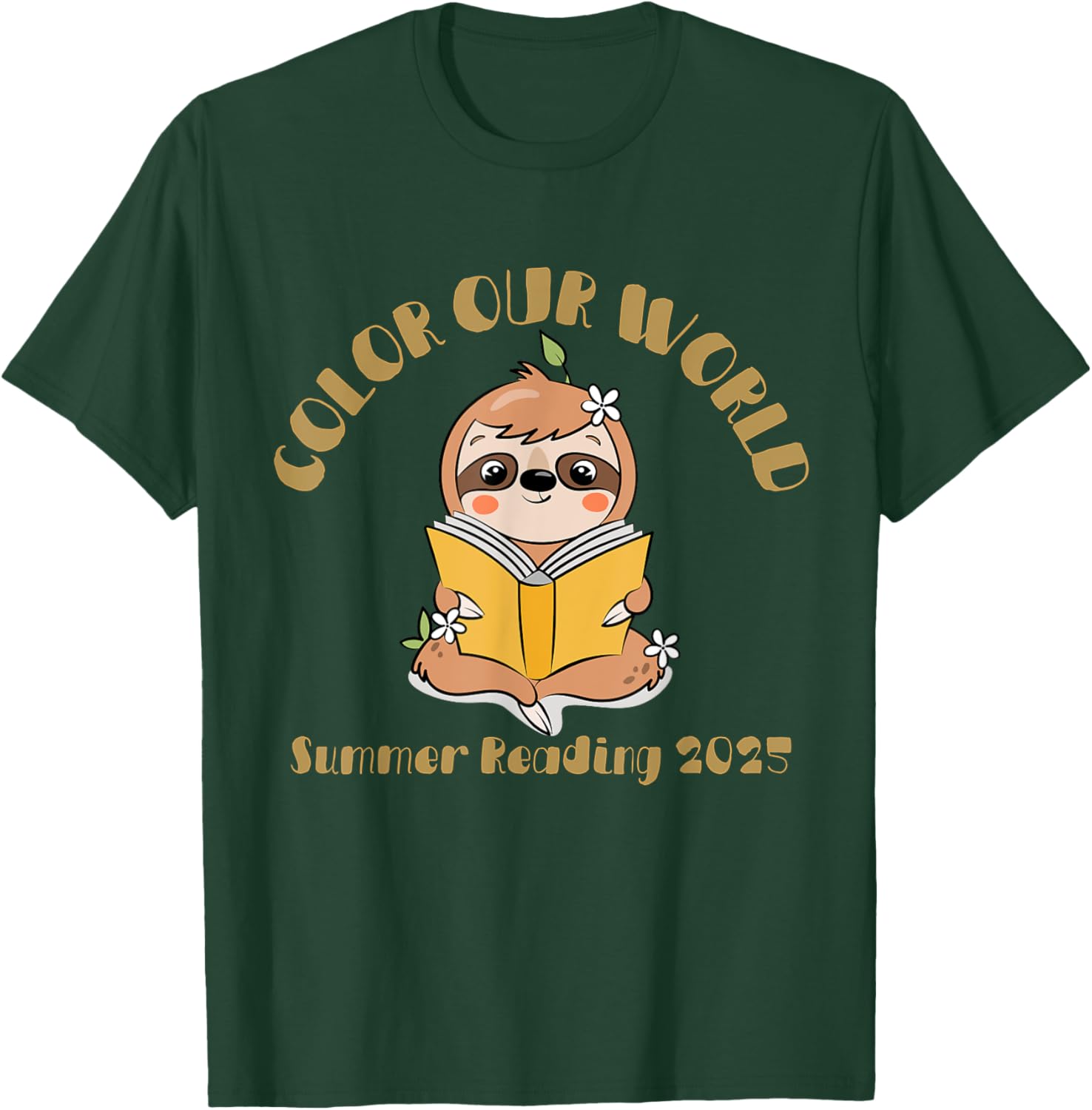 Color Our World 2025 Summer Reading Program Sloth T-Shirt for Kids - 14