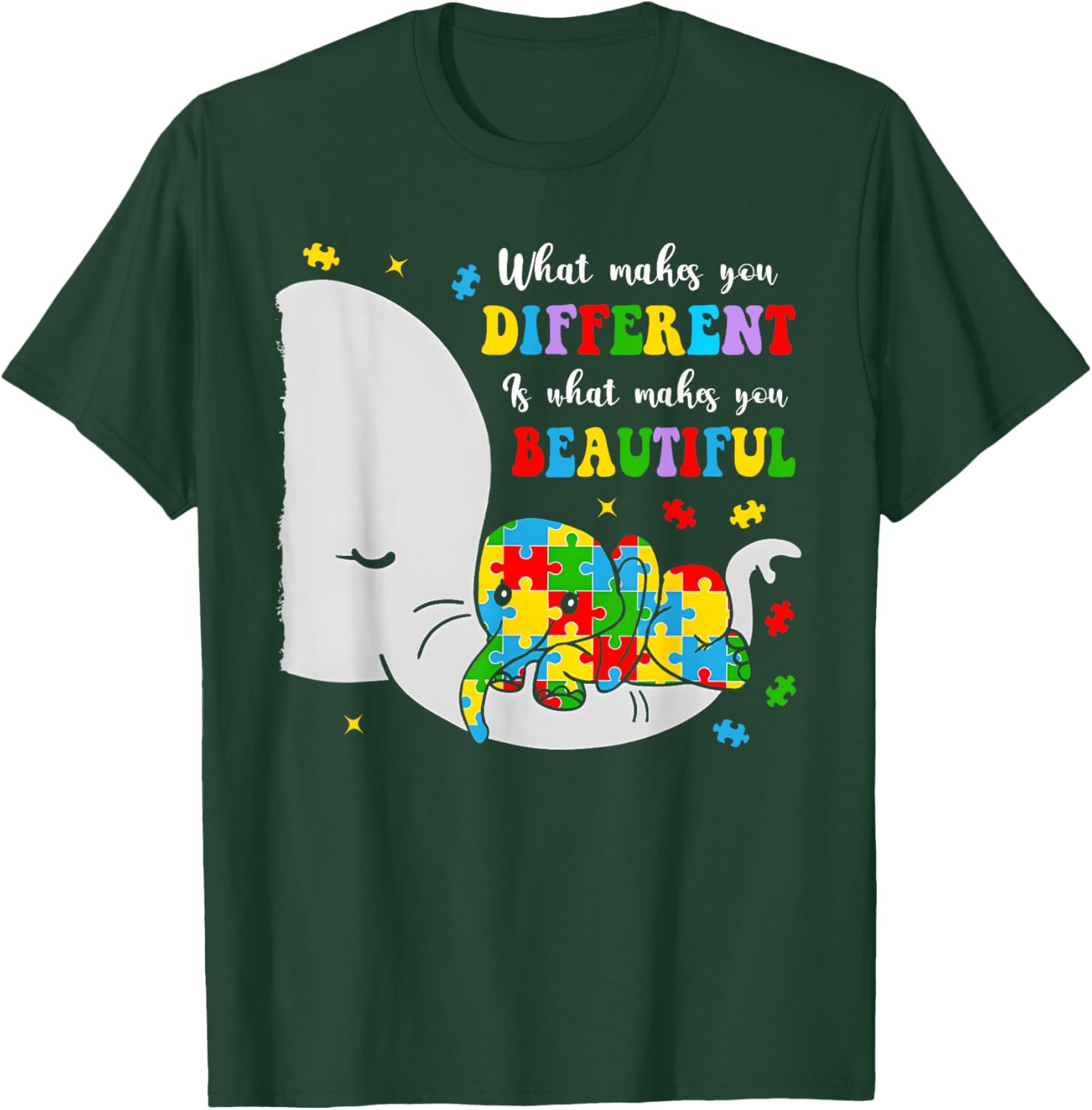 Unique Elephant Autism Awareness T-Shirt - Embrace Differences with Style - 5