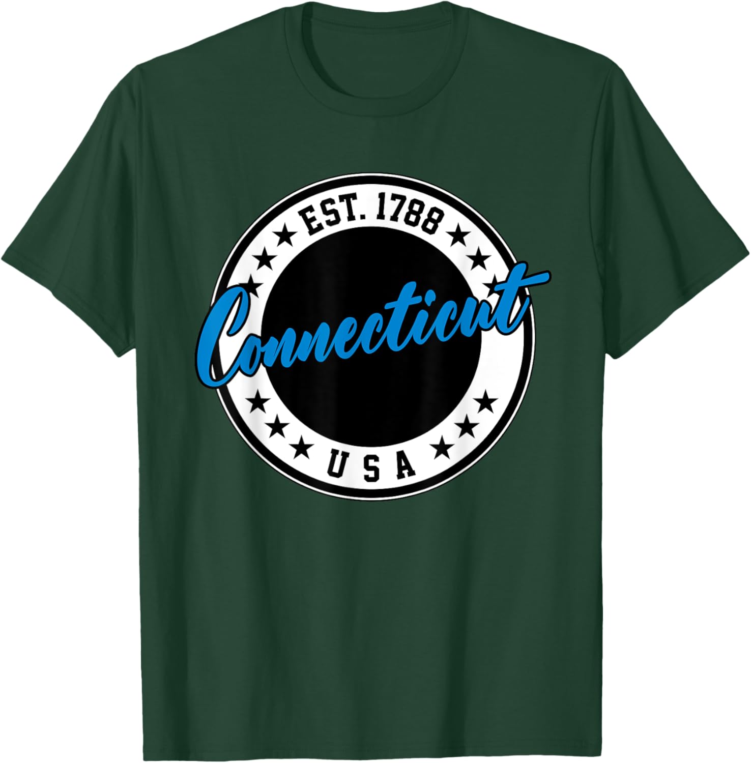Connecticut USA Script Circle T-Shirt in Blue - Stylish Casual Wear - 27