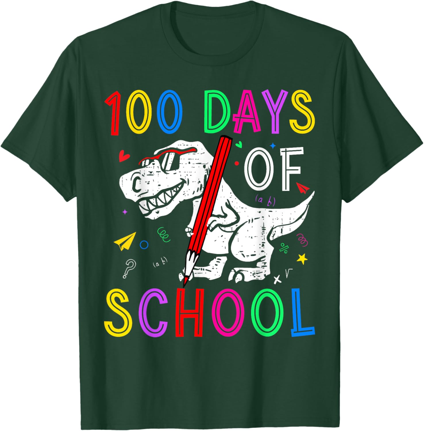 100 Days of School Dino T-Rex Kids T-Shirt for Teachers and Students - 17
