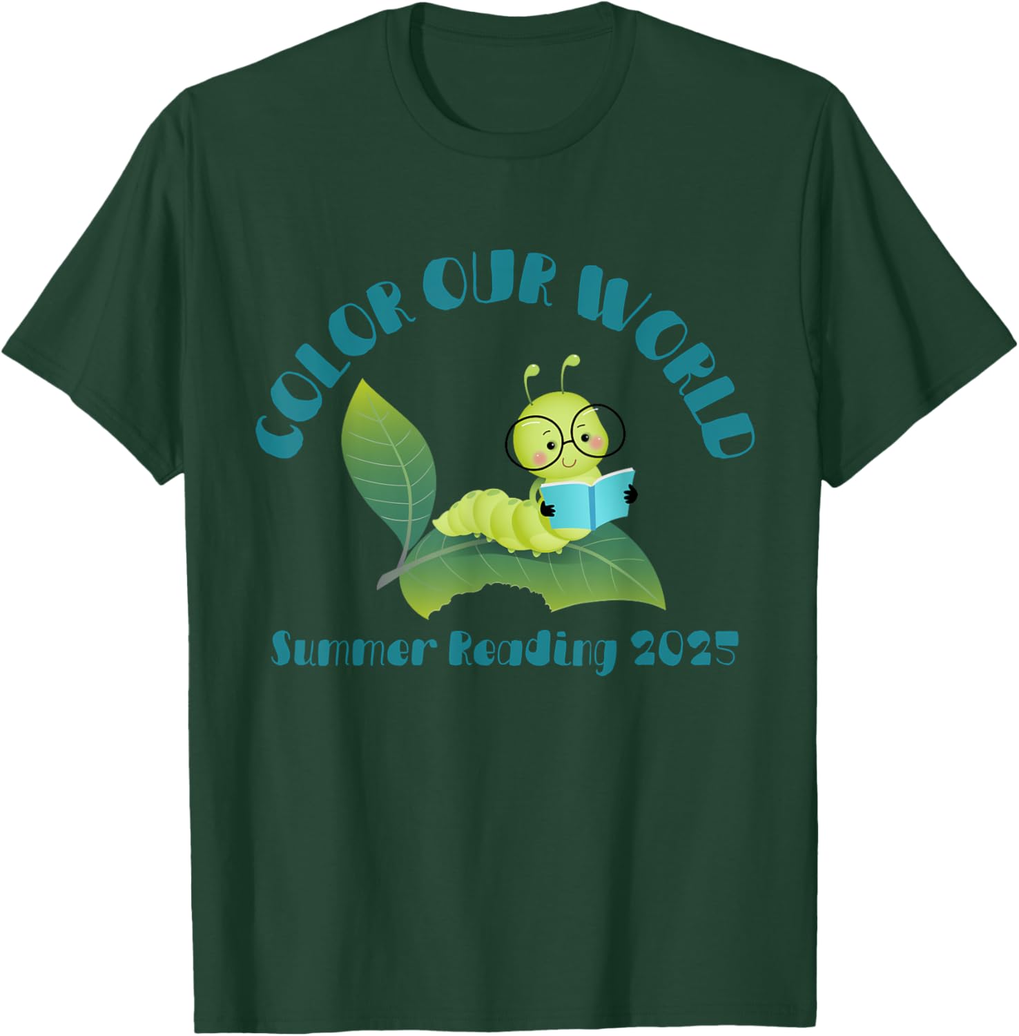 Color Our World Summer 2025 Reading Program Book Worm T-Shirt for Kids - 5