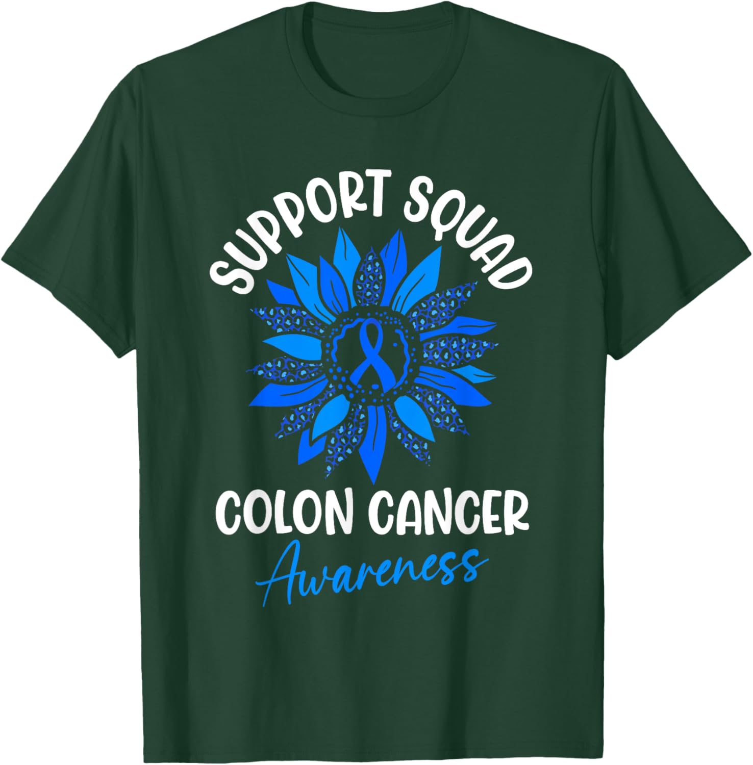 Colorectal Cancer Awareness Blue Ribbon Sunflower T-Shirt for Supporters - 9