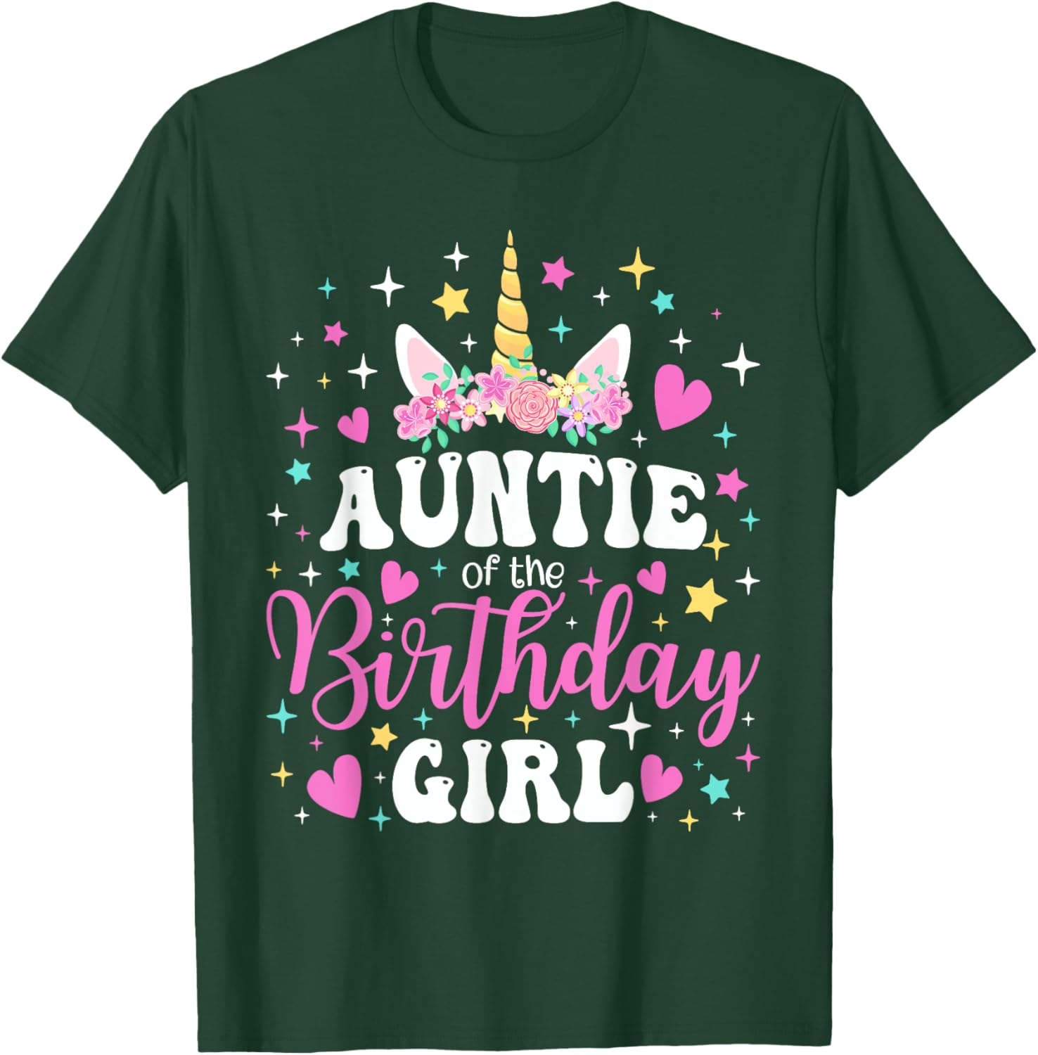 Unicorn Auntie Birthday Matching T-Shirt for Family Celebration Fun - 24