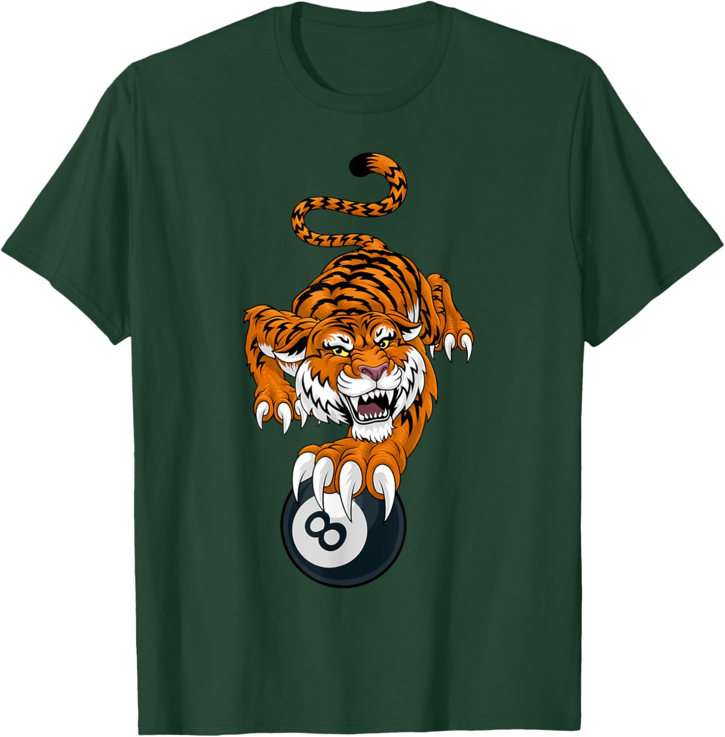 Tiger Angry Pool 8 Ball Billiards Cartoon Character T-Shirt for Fun Style - 4