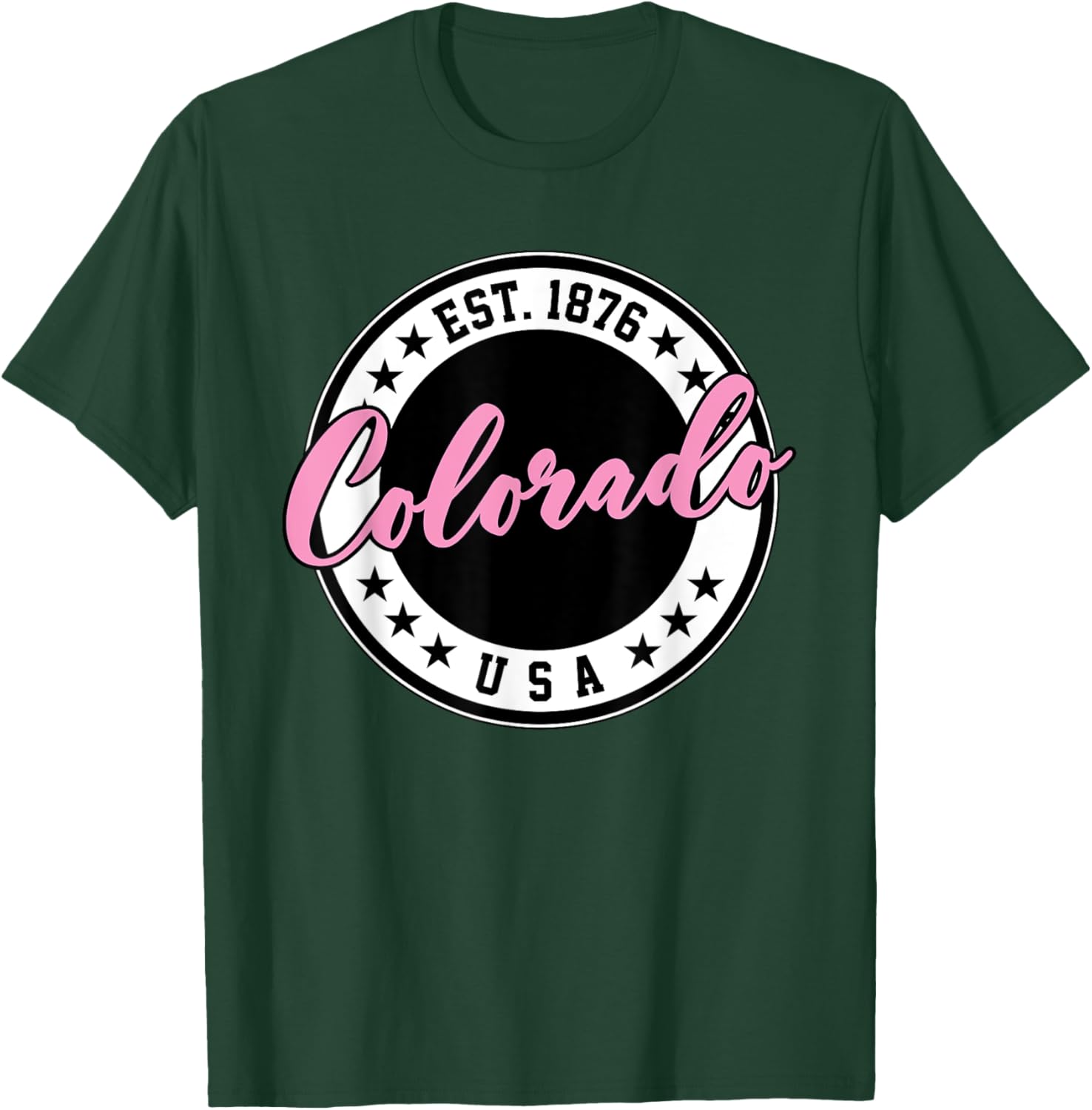 Colorado USA Script Circle Pink Text T-Shirt for Stylish Comfort - 21