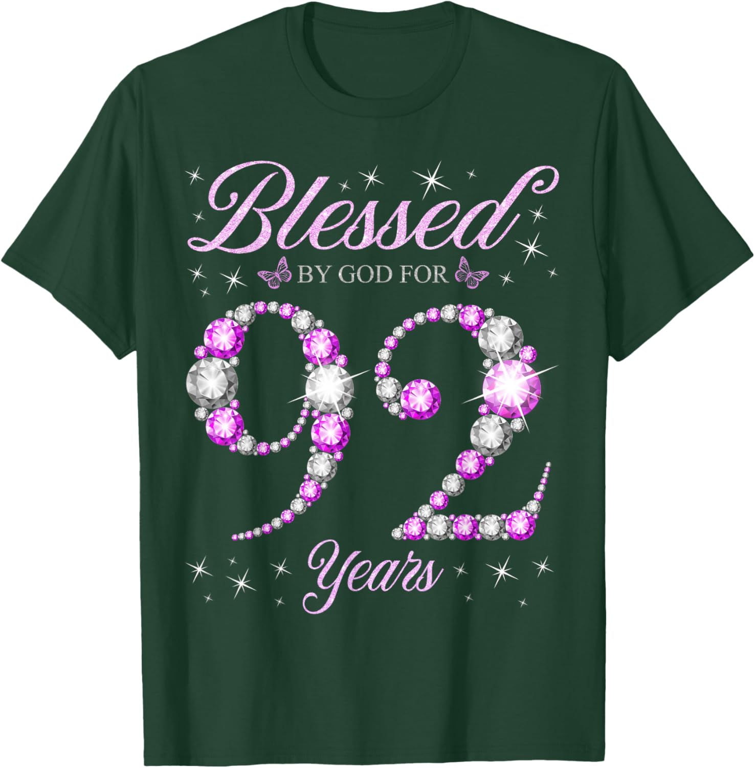 Blessed By God 92 Years Old Birthday Party T-Shirt for 92nd Celebration - 9