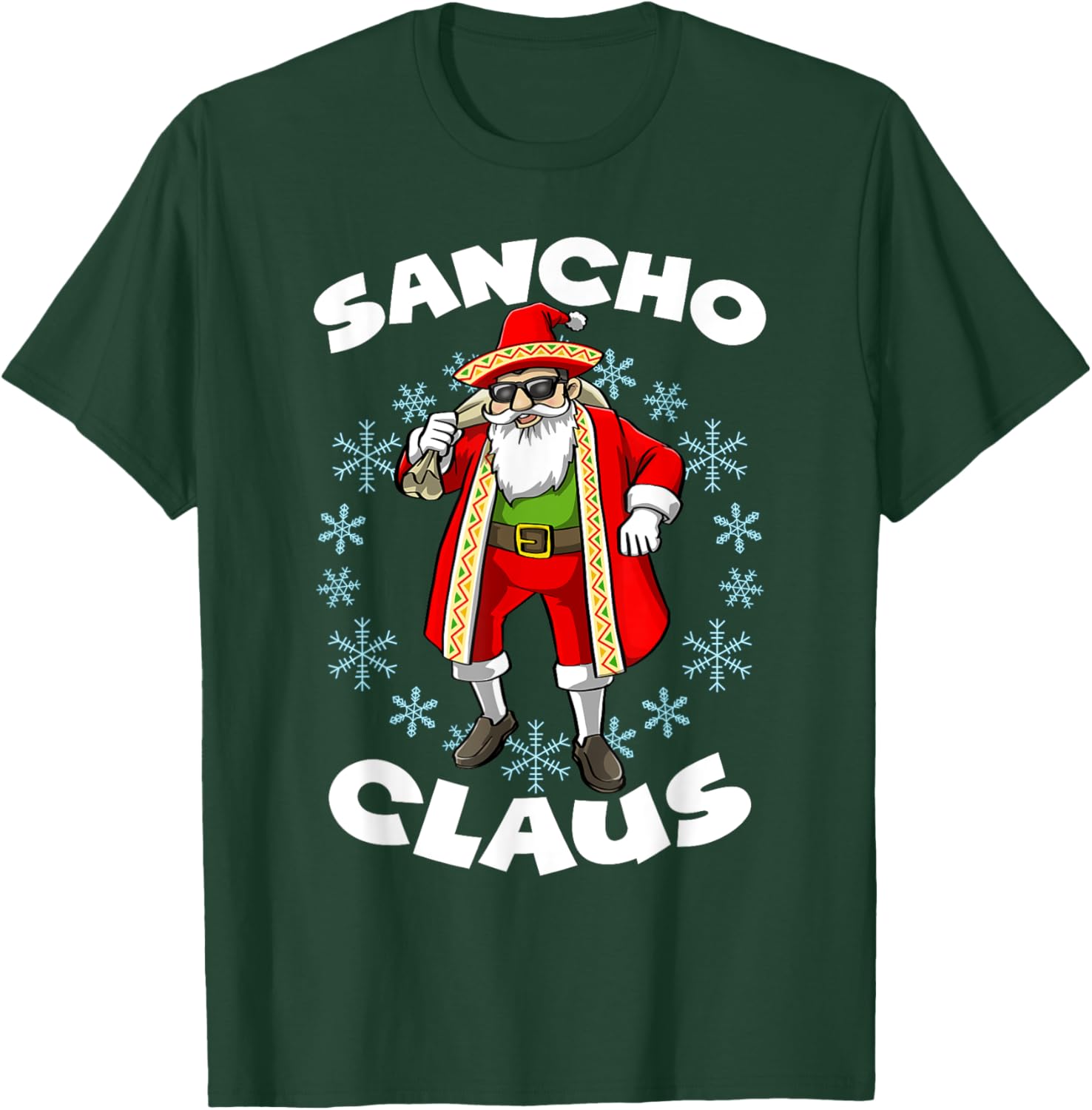 Funny Santa Claus Sancho Mexican Christmas T-Shirt for Holiday Cheer - 1