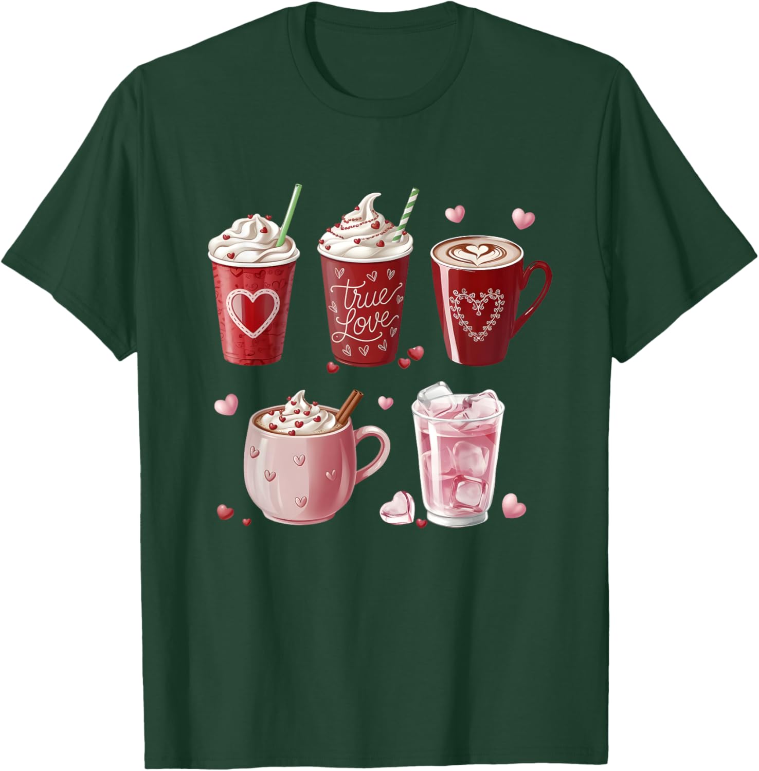 Coffee Lover Valentine T-Shirt Cute Coffee Cups Design for Him or Her - 6
