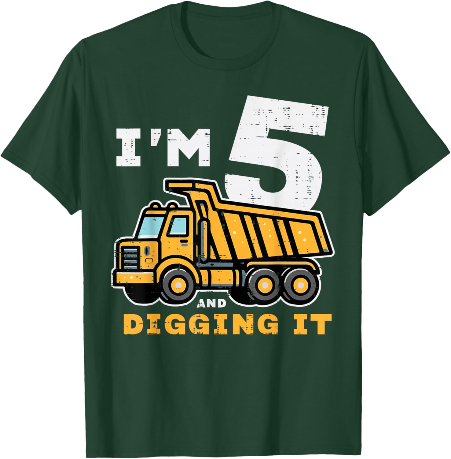 5th Birthday Dump Truck T-Shirt for Boys I’m 5 Digging It Fun Kids Tee - 27