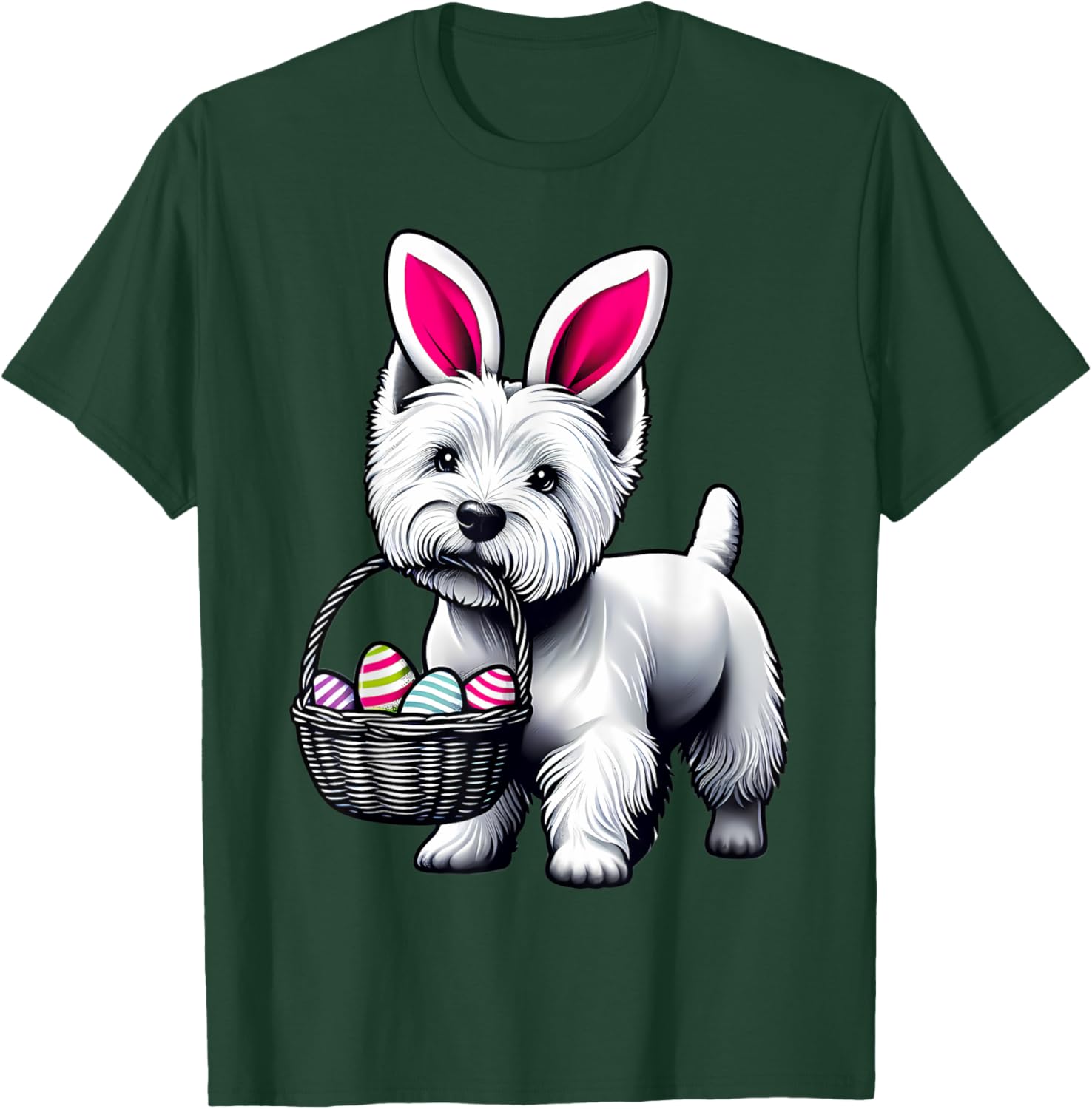 Adorable Bunny Ear West Highland Terrier Easter Eggs T-Shirt for Dogs - 8