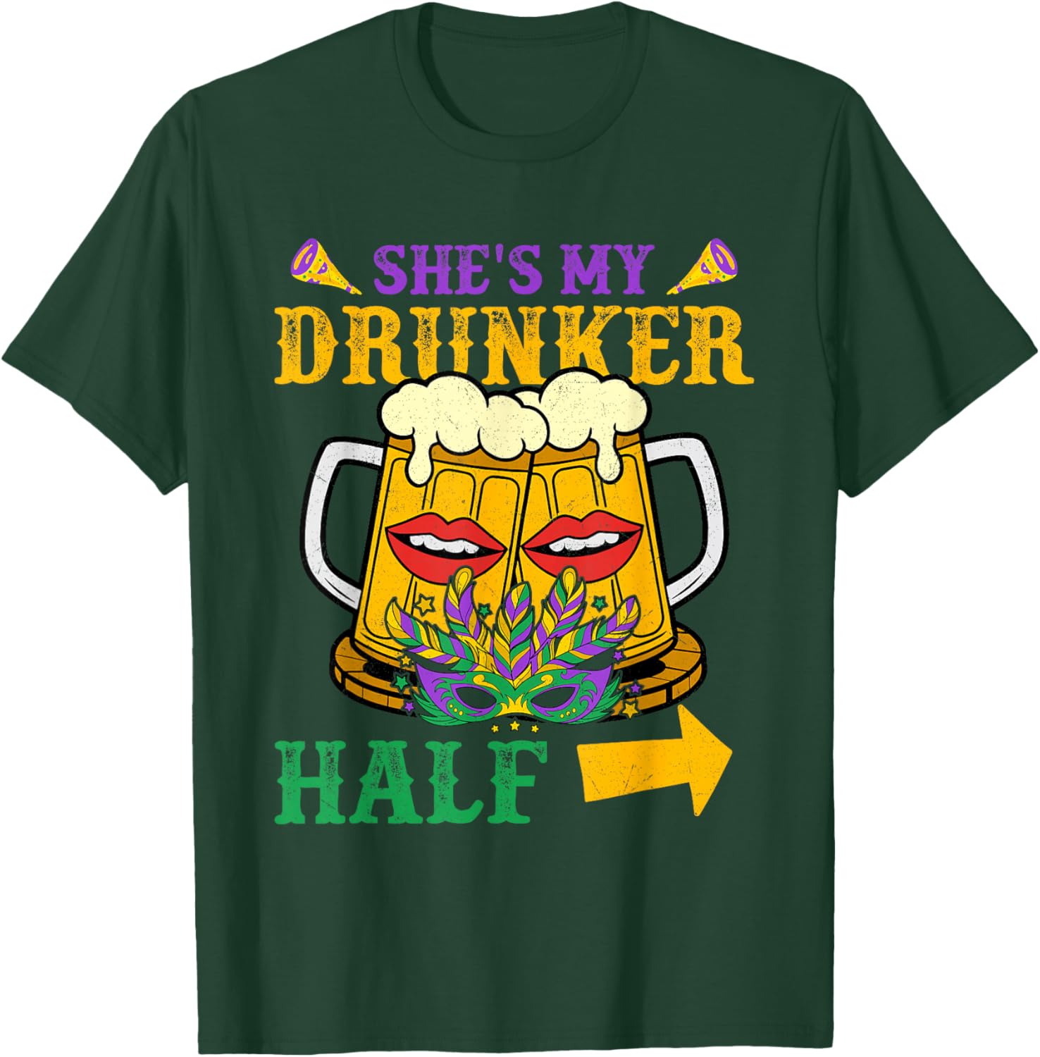 She's My Drunker Half Matching Mardi Gras T-Shirt for Couples - 9