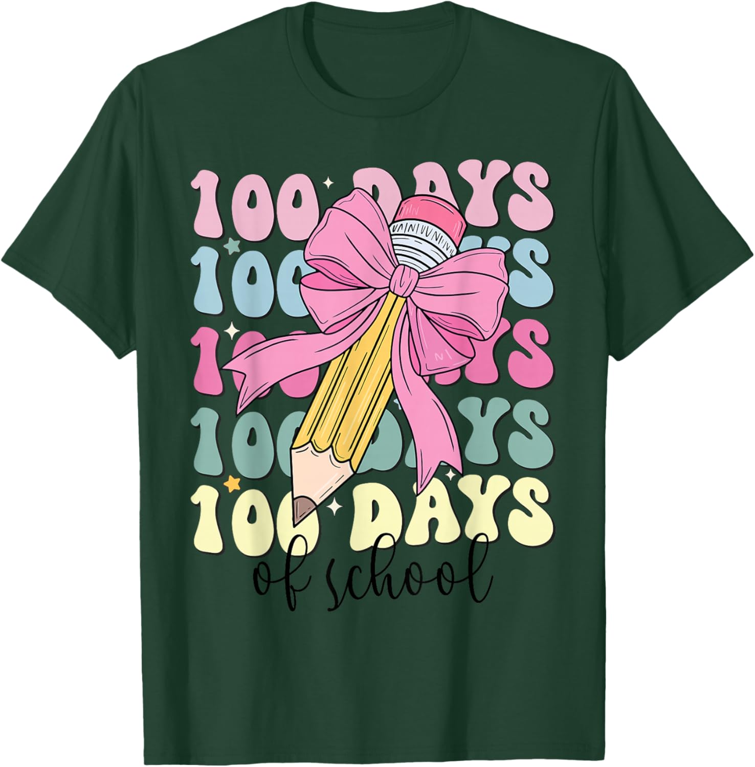 Adorable 100 Days of School Girls Coquette Bow T-Shirt for Kids - 16