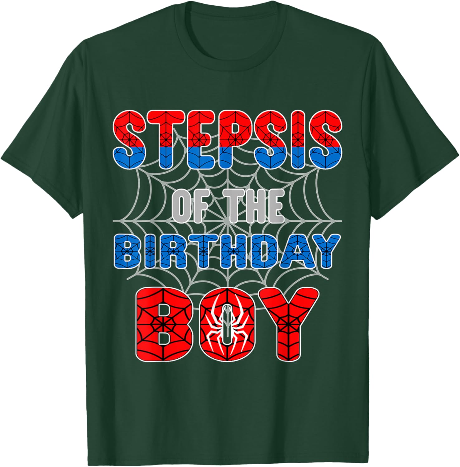Spider Web Birthday Party T-Shirt for Step Sis of the Birthday Boy - 15