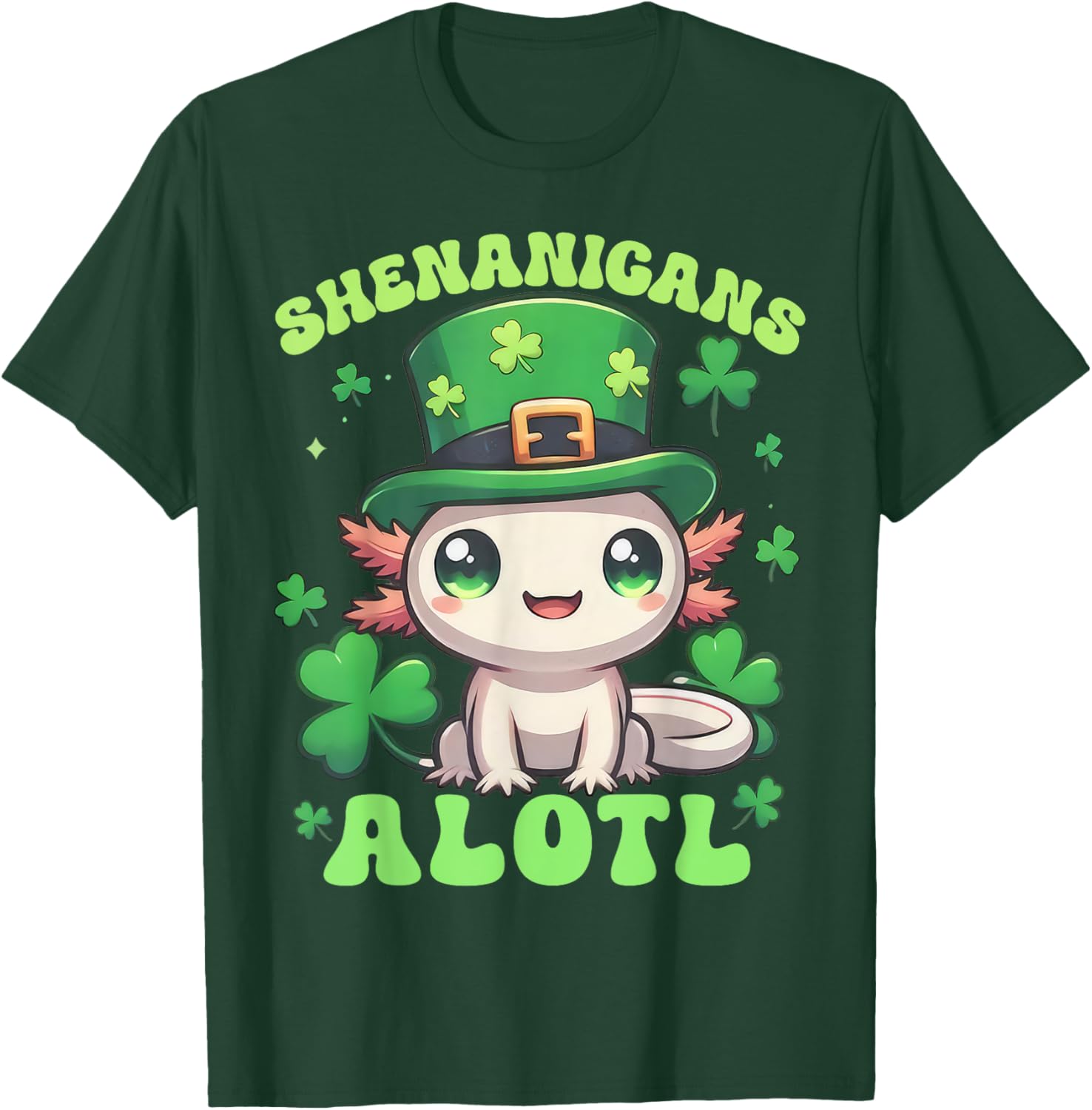 Axolotl St. Patrick's Day Fun T-Shirt for Kids and Adults - 4