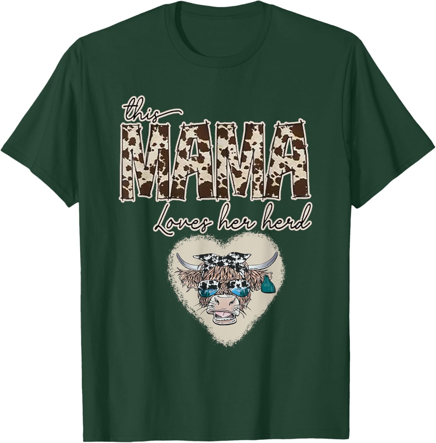 Cute Cow Print Mama Shirt for Farmers, Love Your Herd T-Shirt - 15