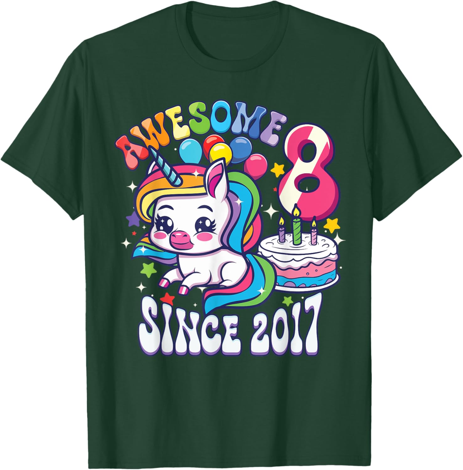 8th Birthday Unicorn T-Shirt Awesome Since 2017 Perfect Gift for Girls - 2