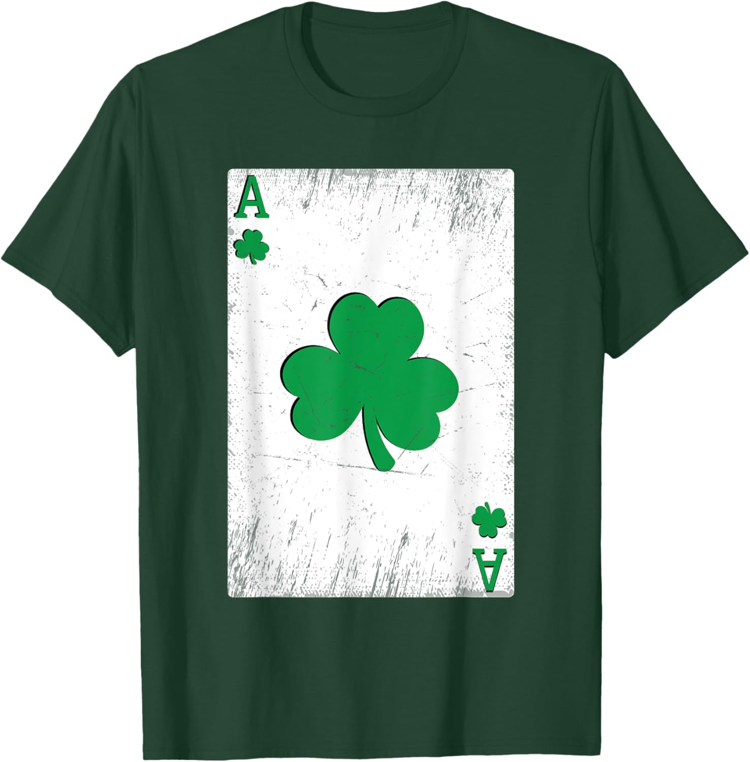 Vintage St Patrick's Day Ace of Shamrocks Green Clover T-Shirt for Fun - 6