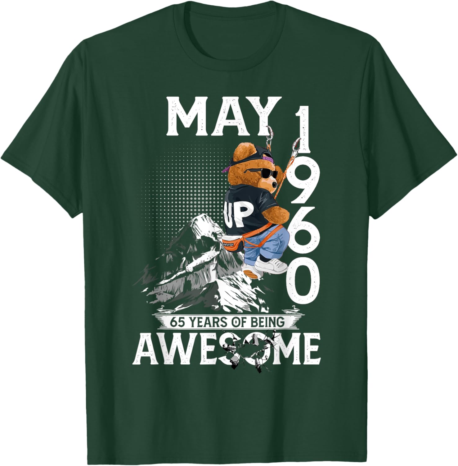 65th Birthday Bear Legends T-Shirt for Men May 1960 Vintage Style - 4