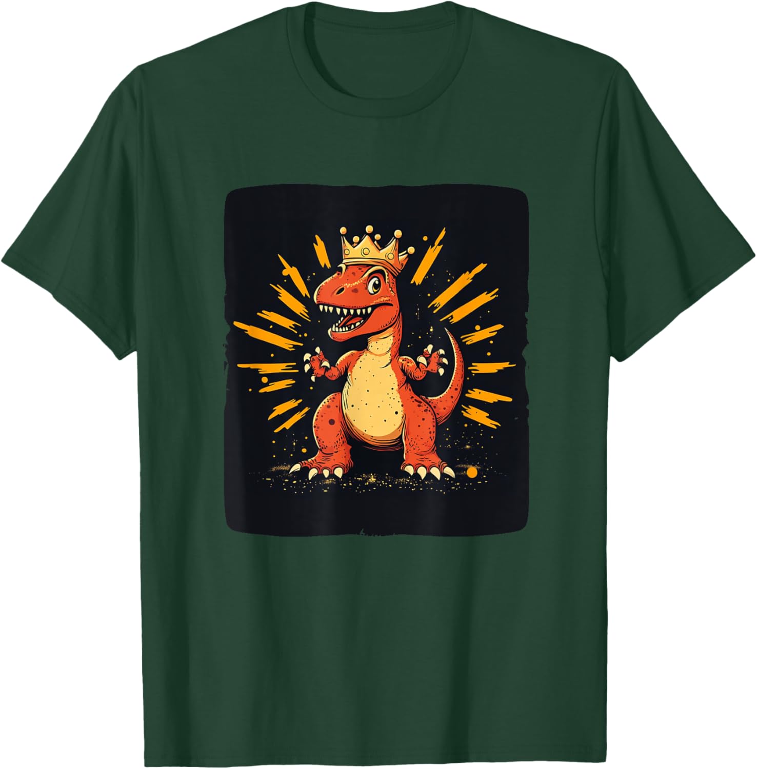 Cool Red Dinosaur Costume T-Shirt with Crown for King Lovers - 9