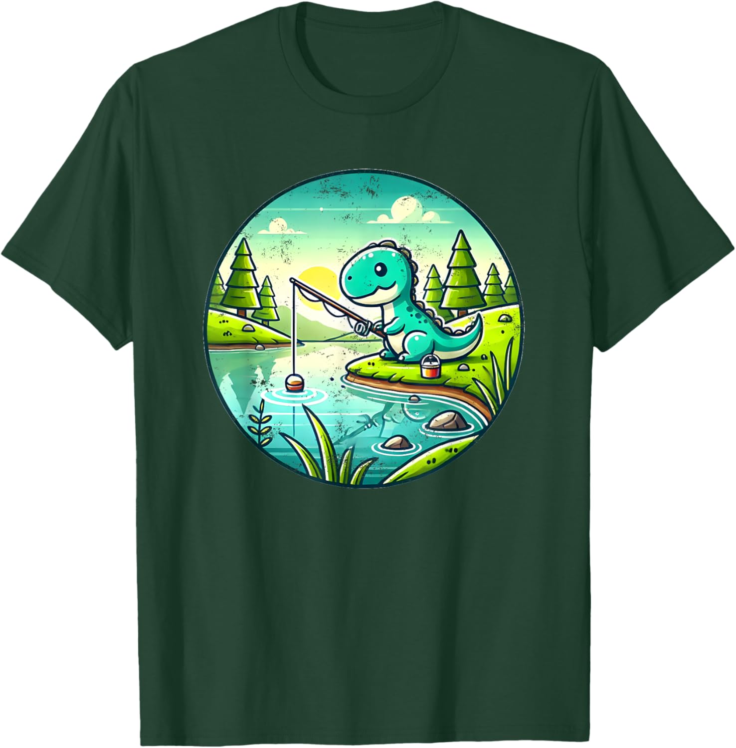 Cute Dinosaur Fishing T-Shirt for Kids and Adults - Fun and Comfy Wear - 6