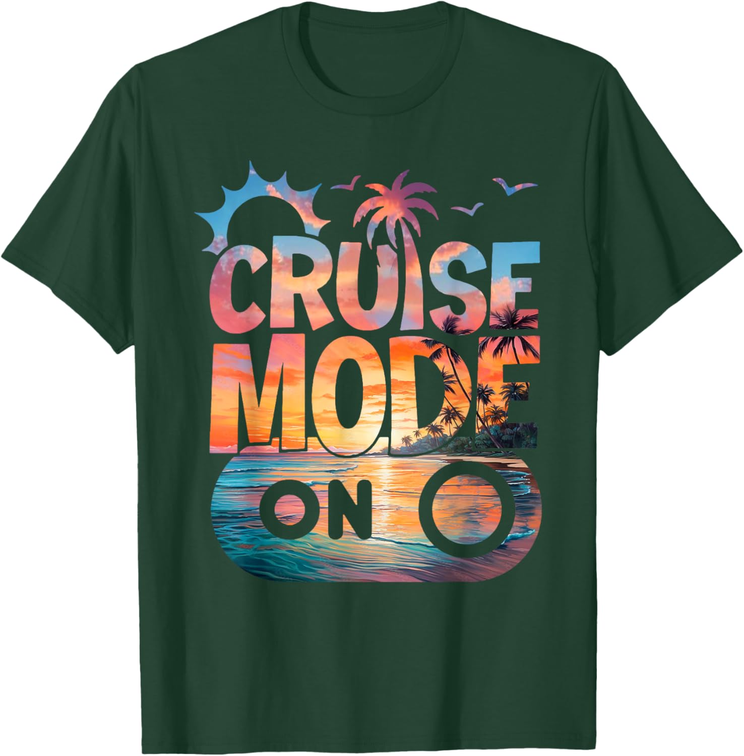 Cruise Mode On Tropical Sunset Family T-Shirt for Fun Vacation Vibes - 5