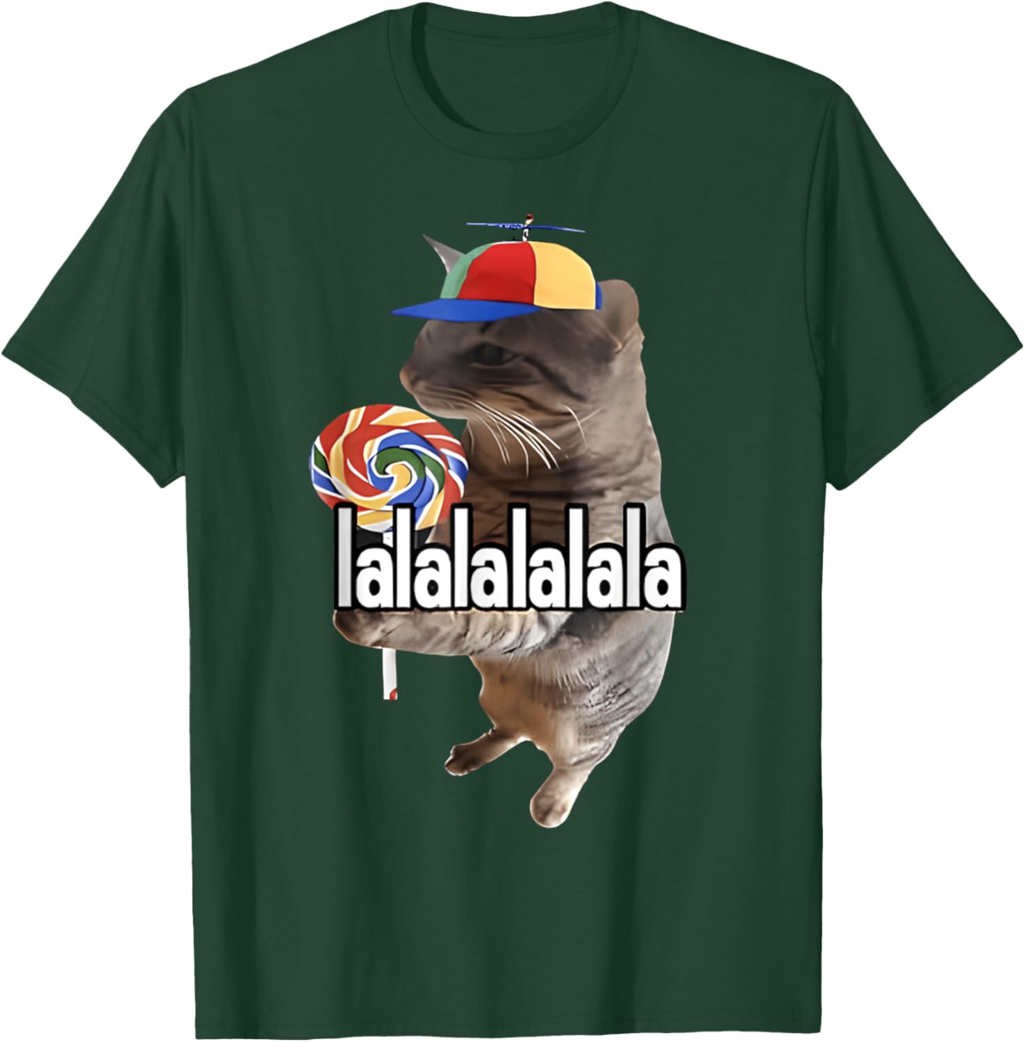 Silly Cat with Lollipop Funny Meme T-Shirt for Men, Women, Kids - 15