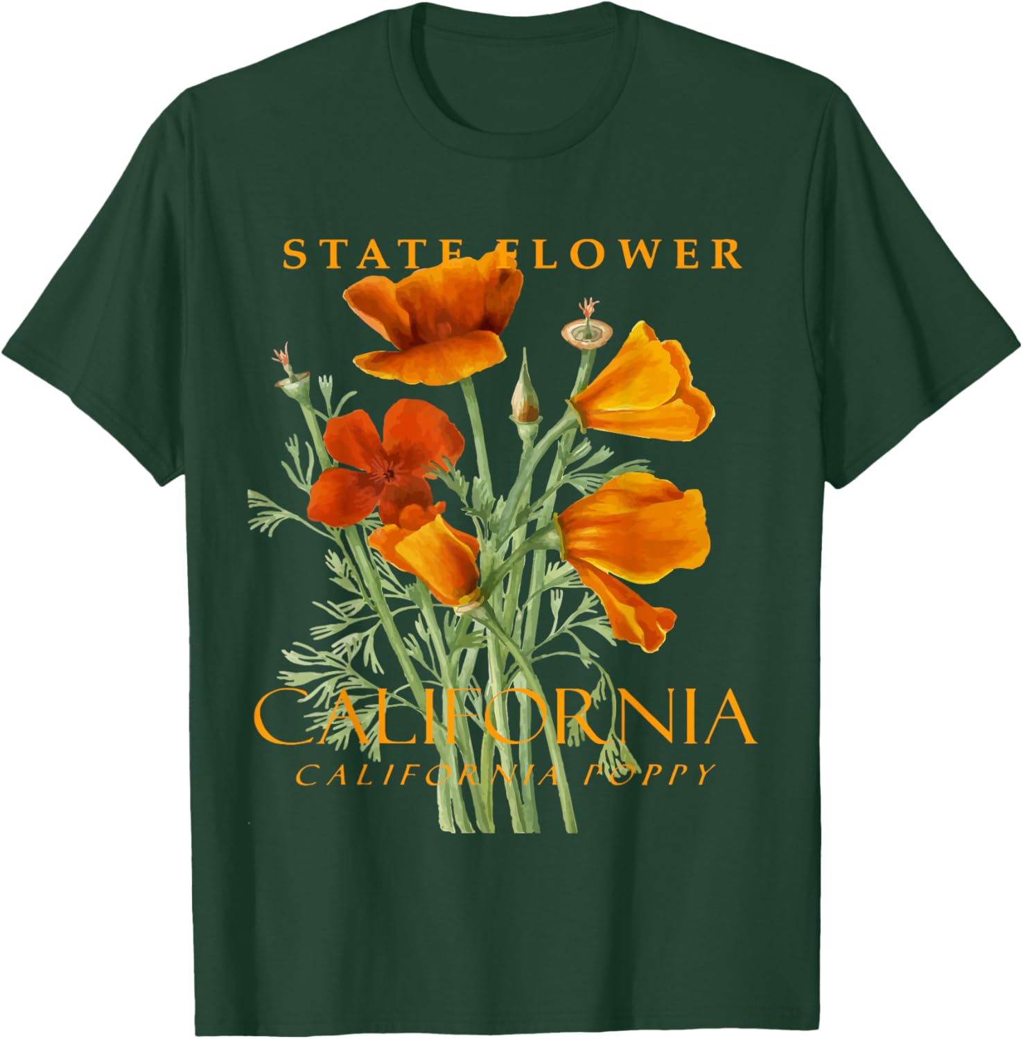 California Poppy T-Shirt for Nature Lovers - Stylish Floral Apparel - 22