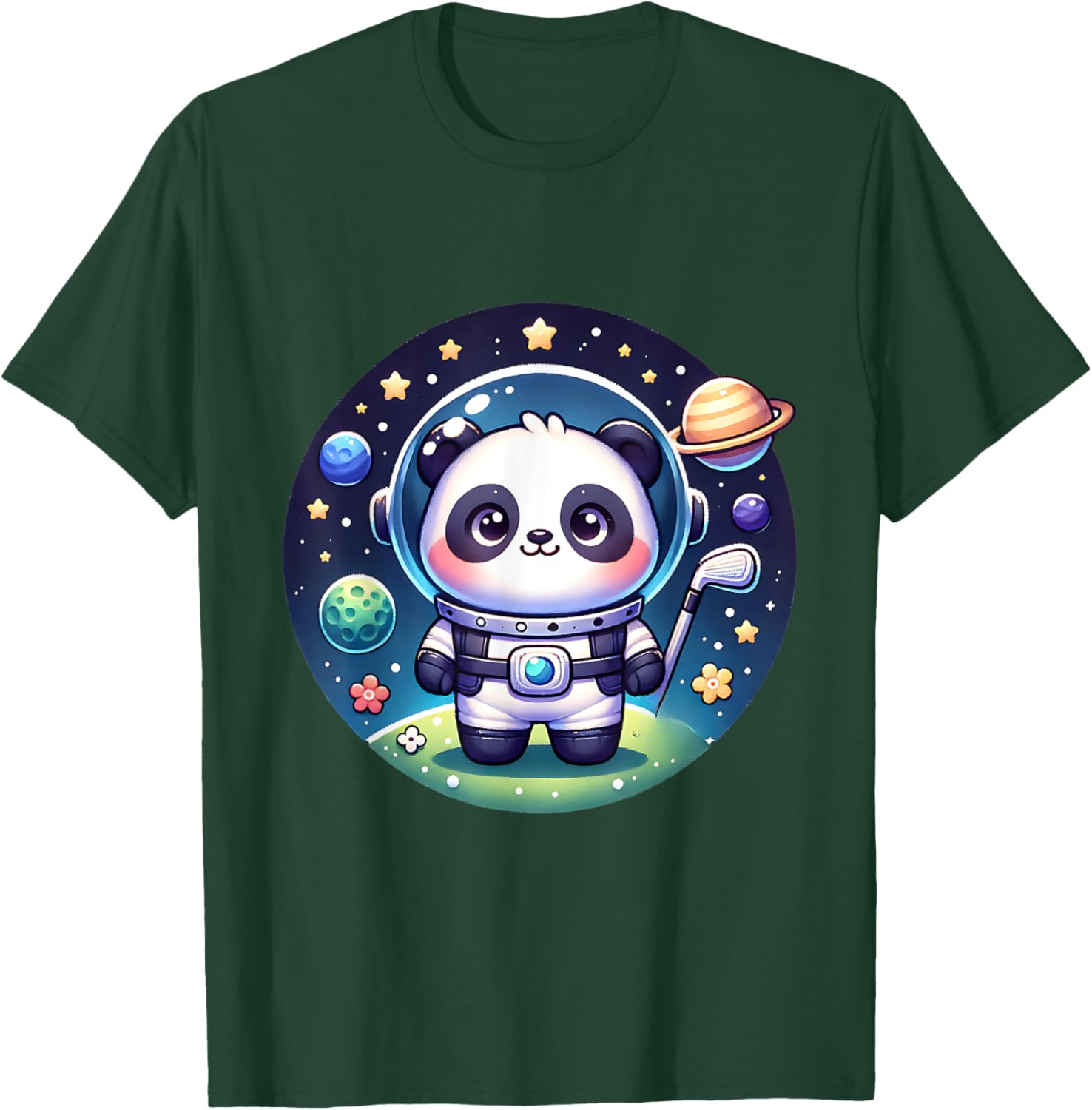 Cosmic Golfer Panda Bear Astronaut T-Shirt for Golf Lovers - 4