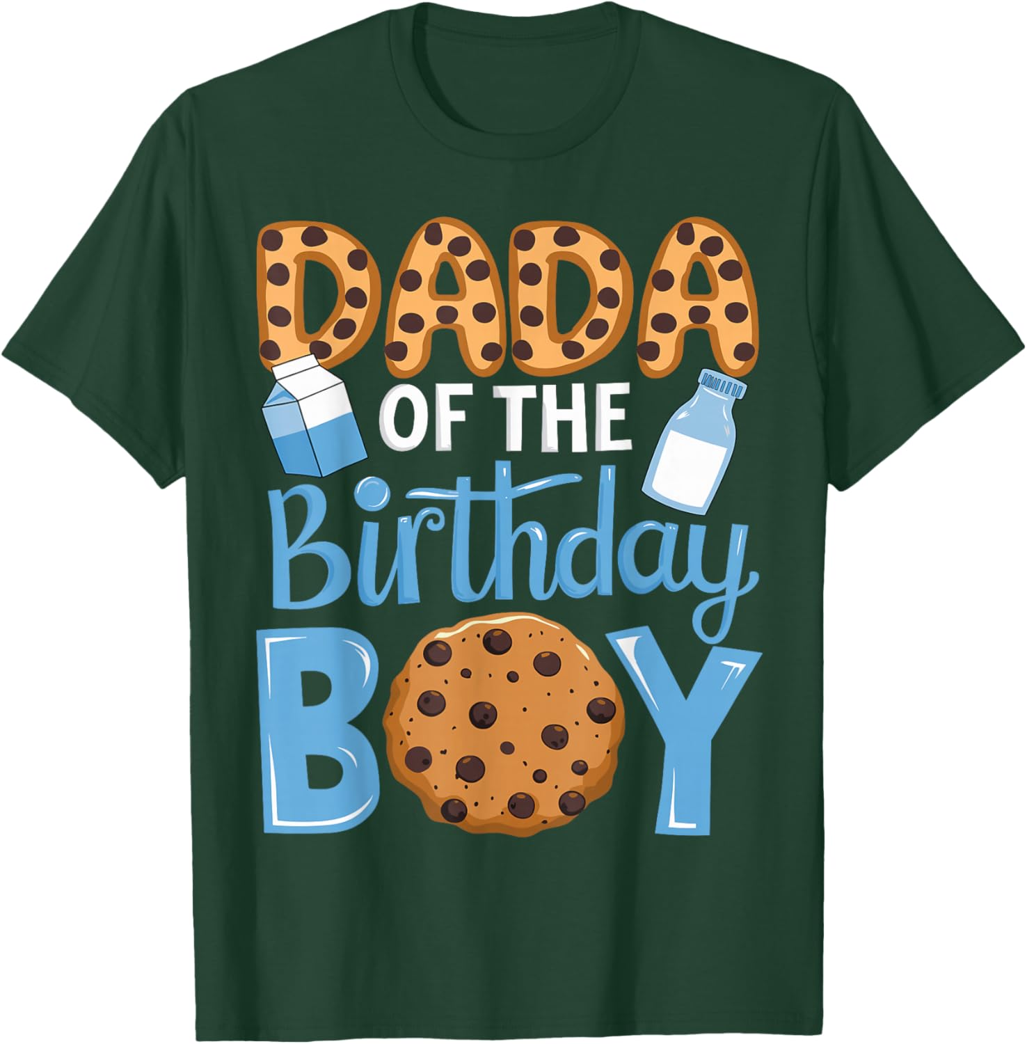 Dada of The Birthday Boy Milk and Cookies Dad 1st Birthday T-Shirt - 3
