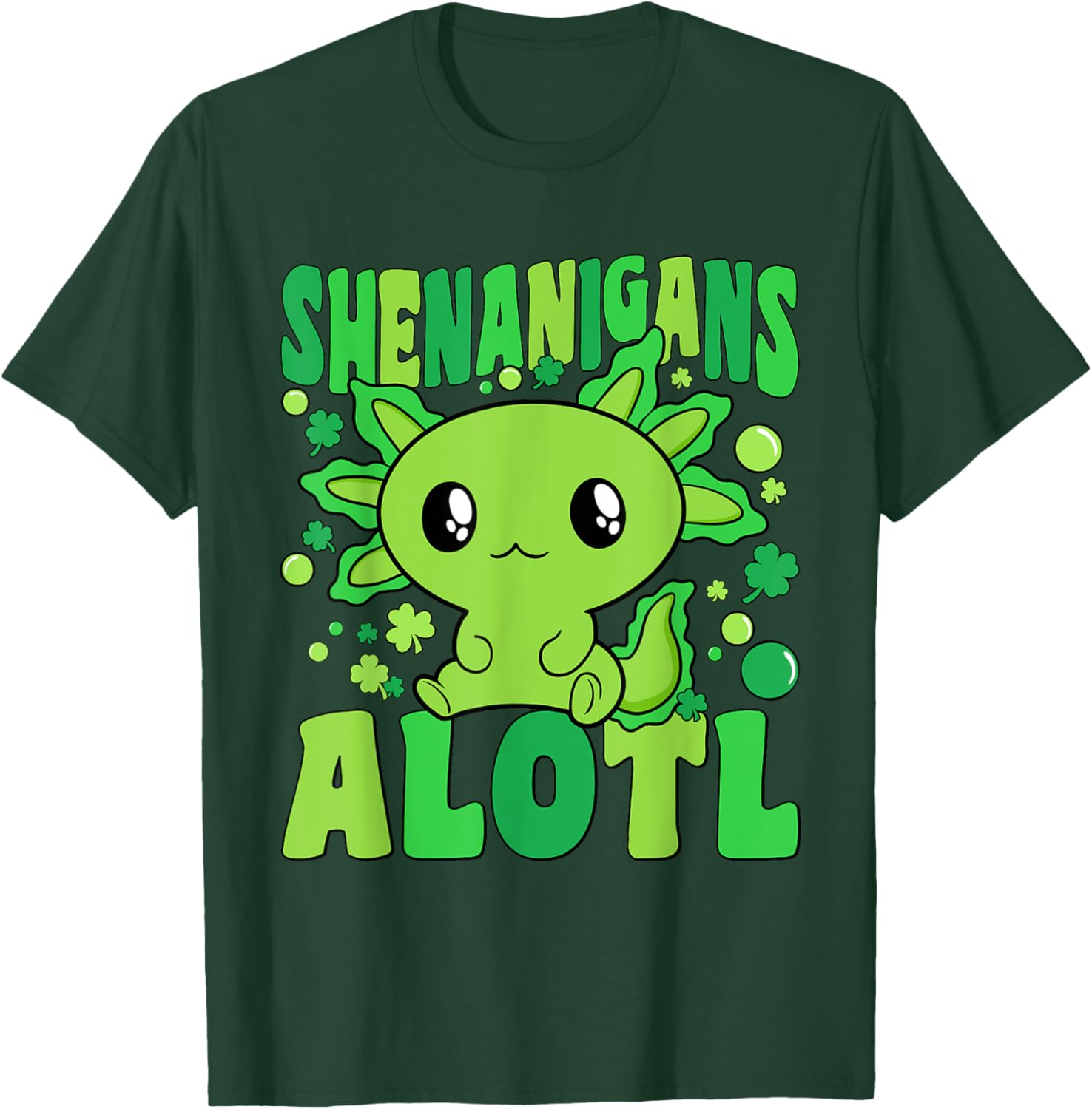 Cute Axolotl St Patricks Day T-Shirt for Kids - Fun Alotl Design - 6