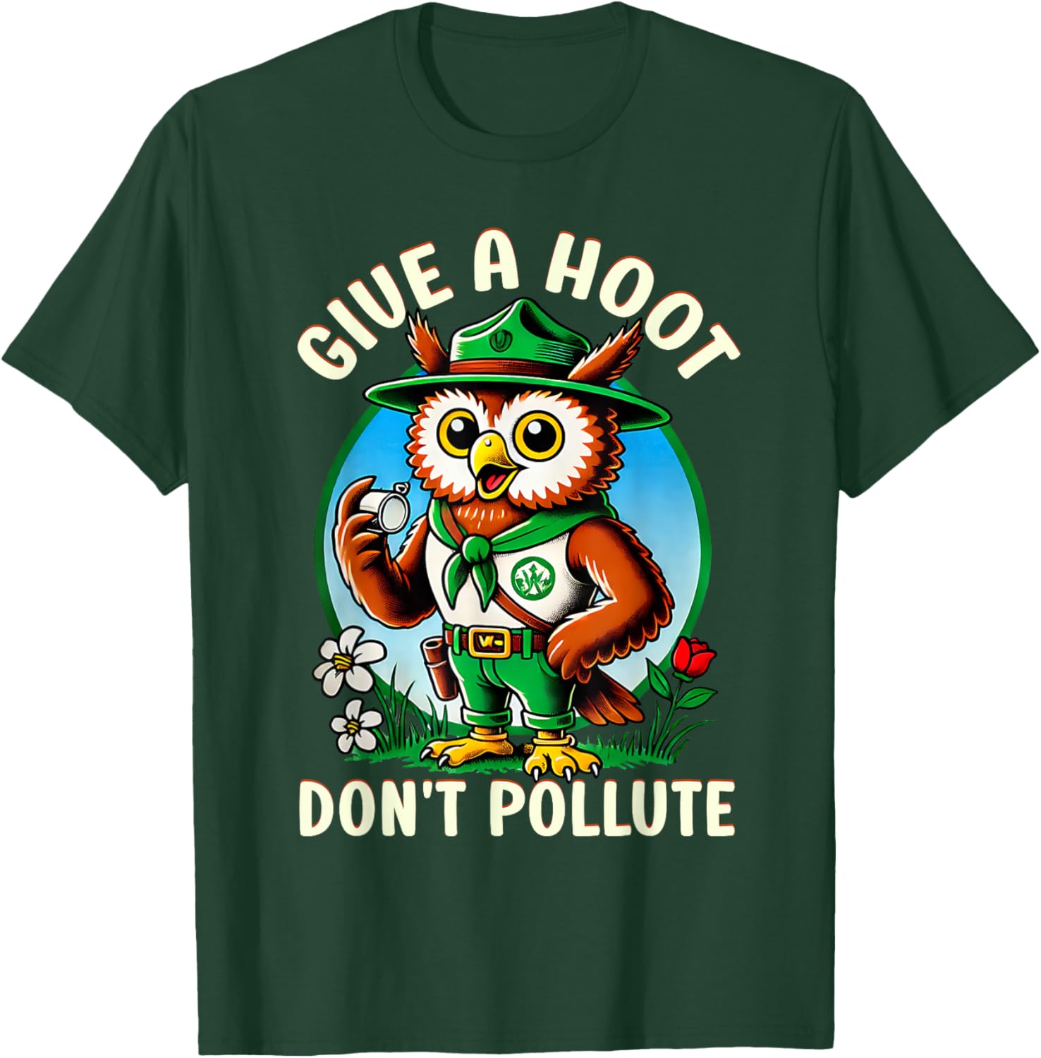 Retro Vintage Owl T-Shirt - Eco-Friendly Give A Hoot Don’t Pollute - 18