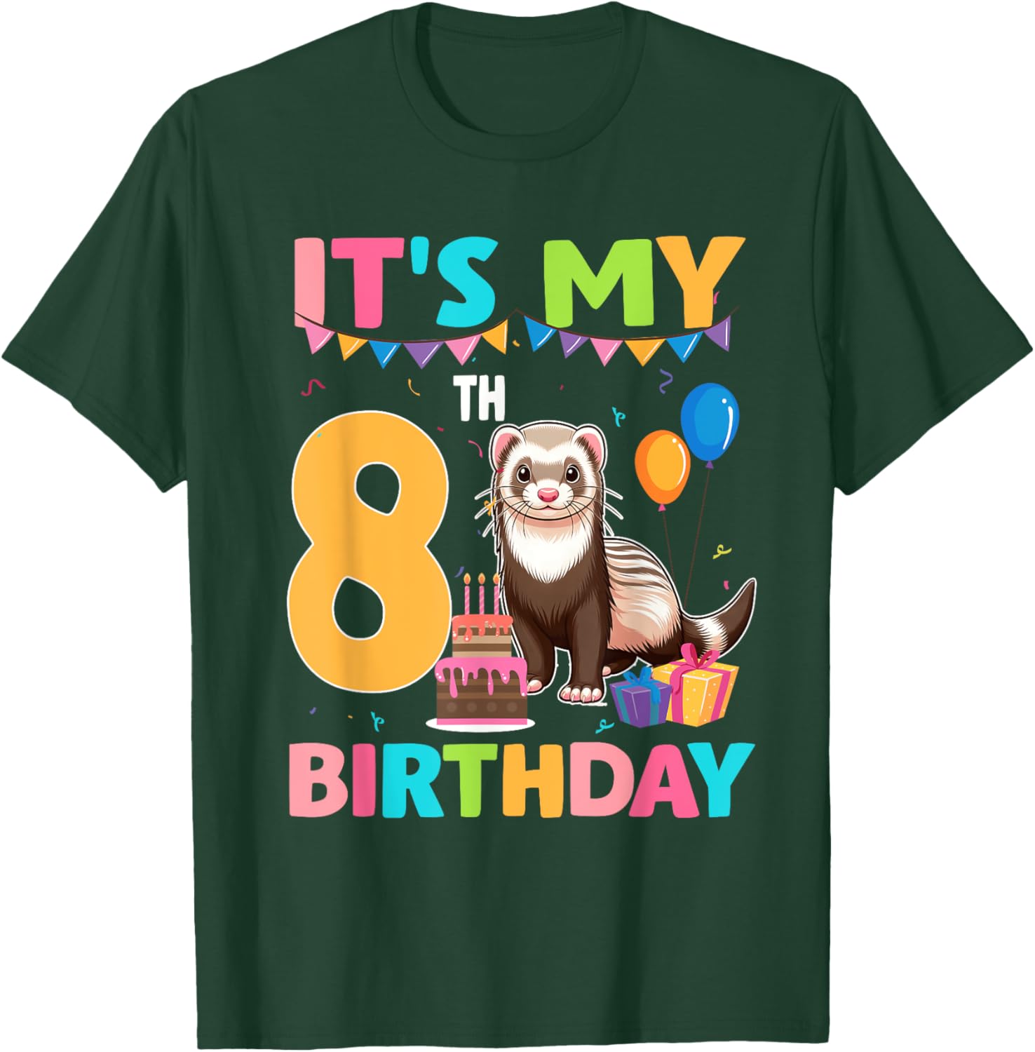 8th Birthday Ferret Lover T-Shirt for Fun Party Celebrations - 5