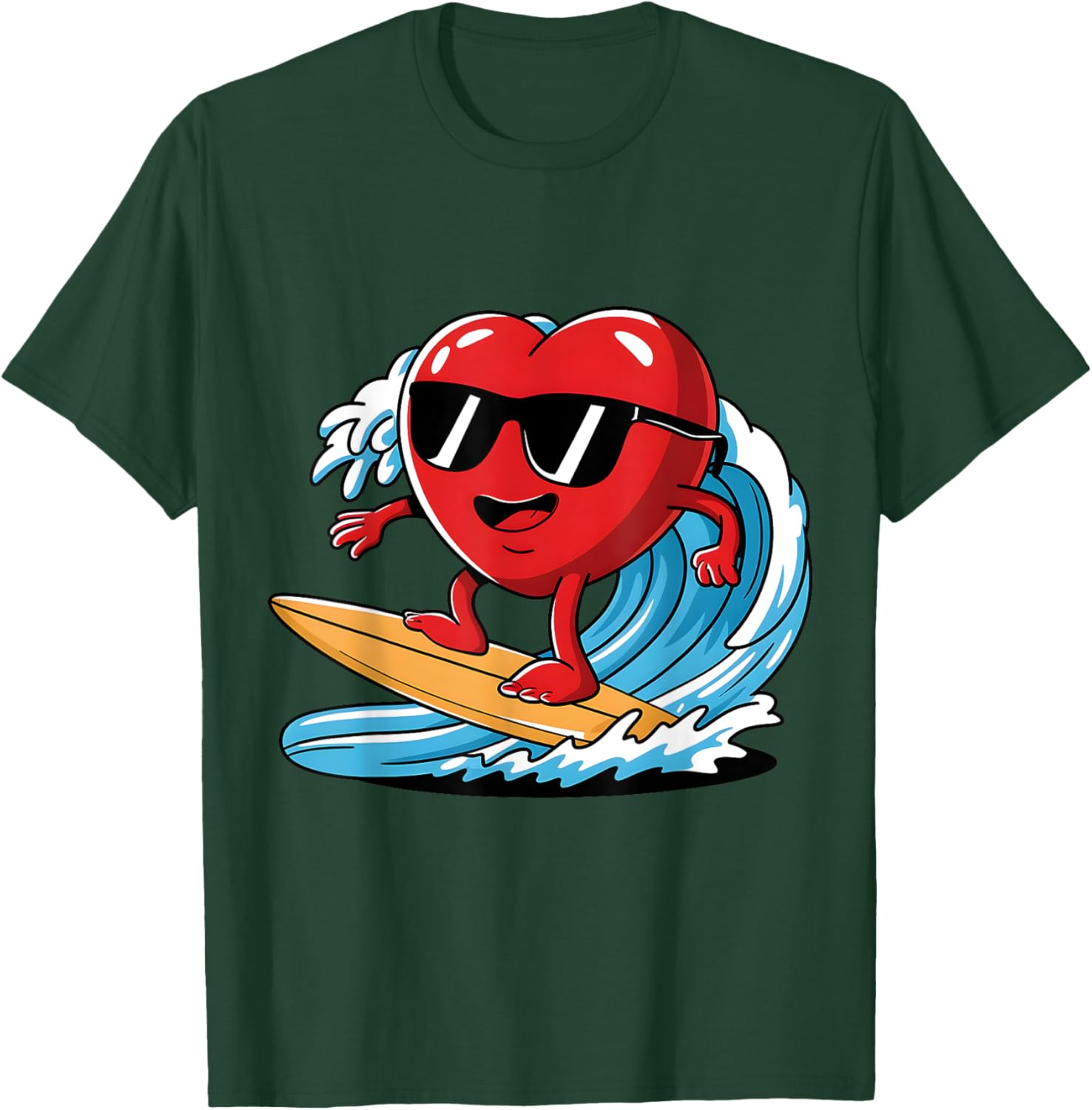 Surfing Heart Funny T-Shirt for Boys and Men - Perfect Valentine's Gift - 10