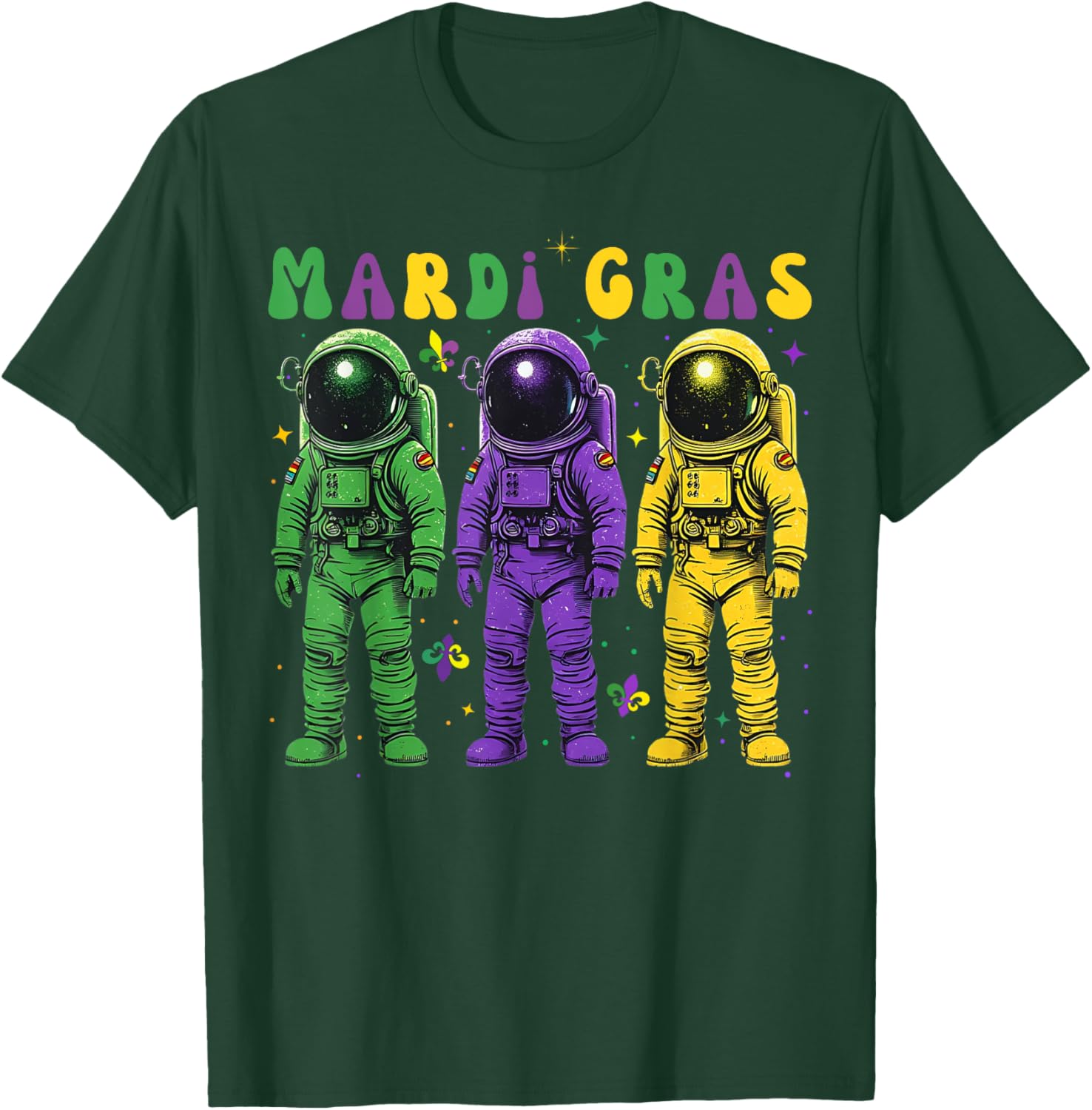 Astronaut Mardi Gras T-Shirt - Groovy New Orleans Carnival Fashion - 1