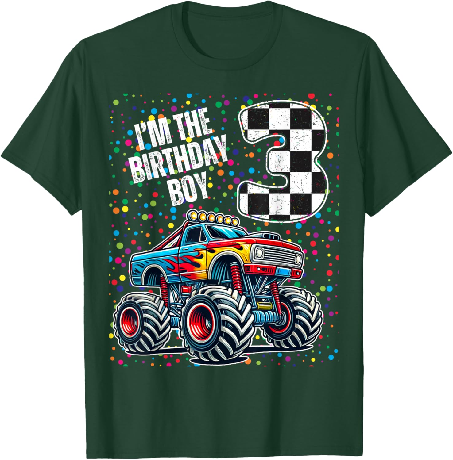 3rd Birthday Monster Truck Shirt for Boys Fun Family Celebration Tee - 5