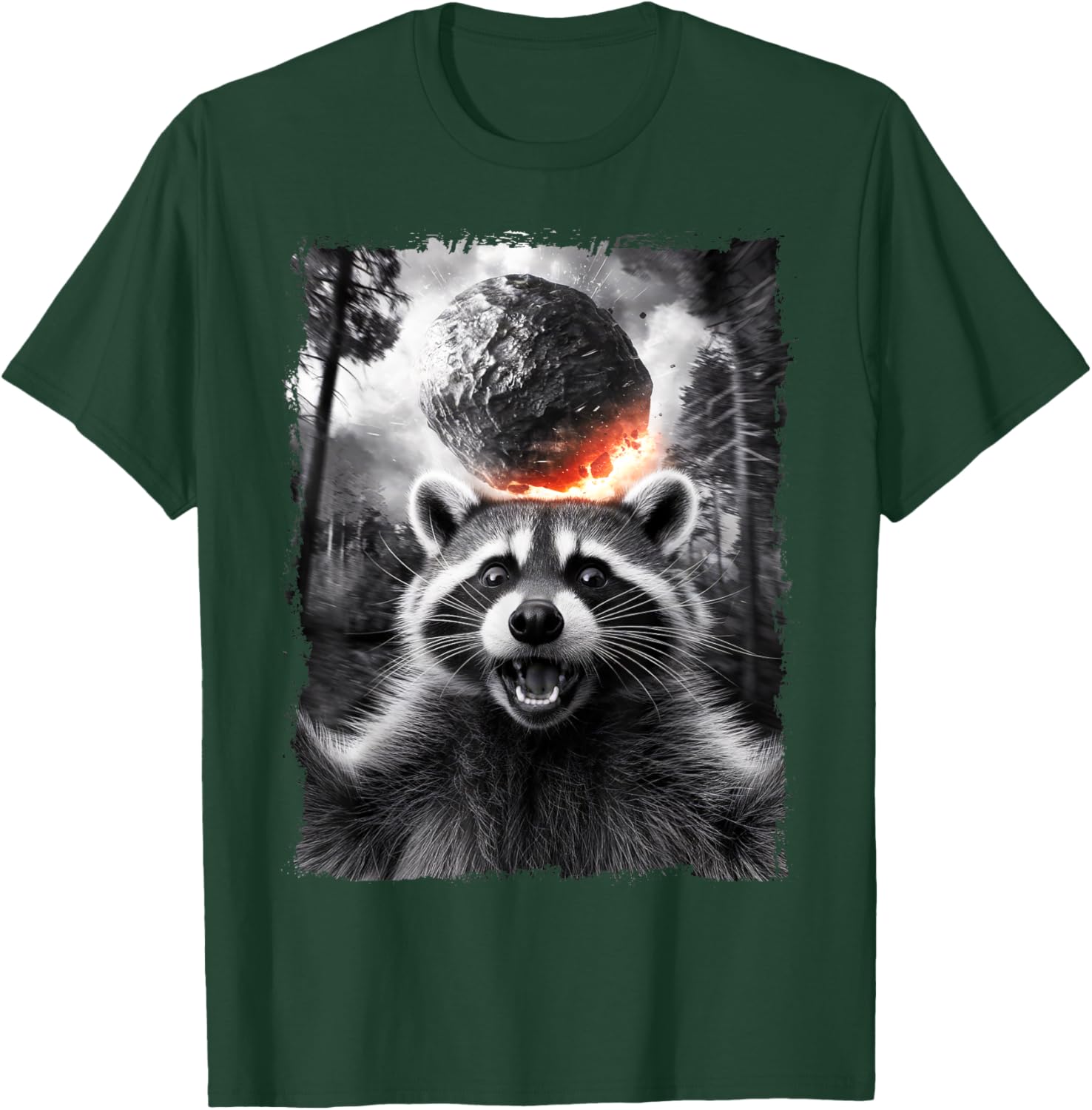 2024 Raccoon Asteroid Impact Selfie Photo T-Shirt for Fun Earth Lovers - 20
