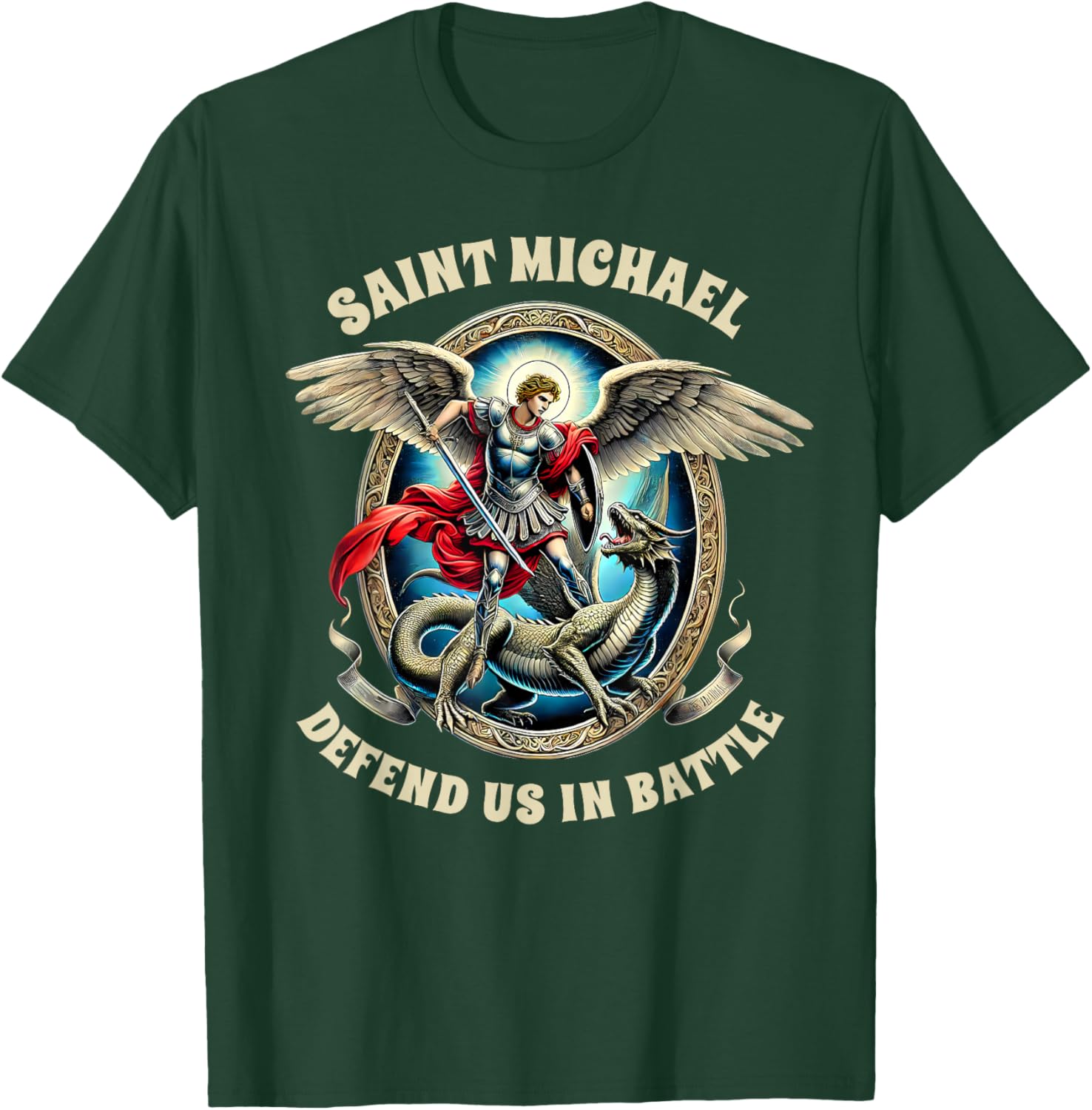 St. Michael Catholic Faith T-Shirt Pray For Us Defend Us In Battle - 17