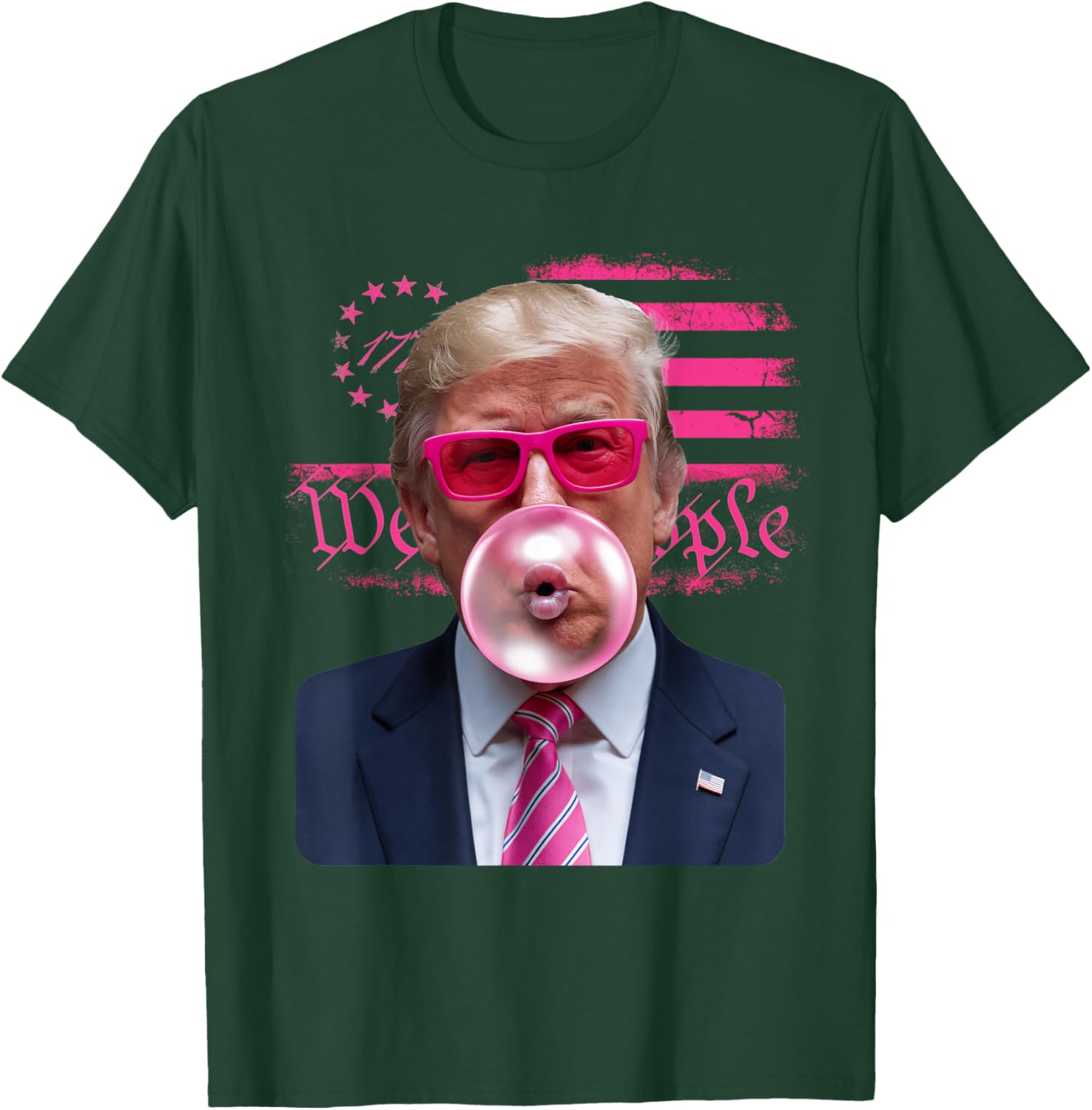 Trump Pink Glasses Bubble Gum 4th of July American Flag T-Shirt - 6