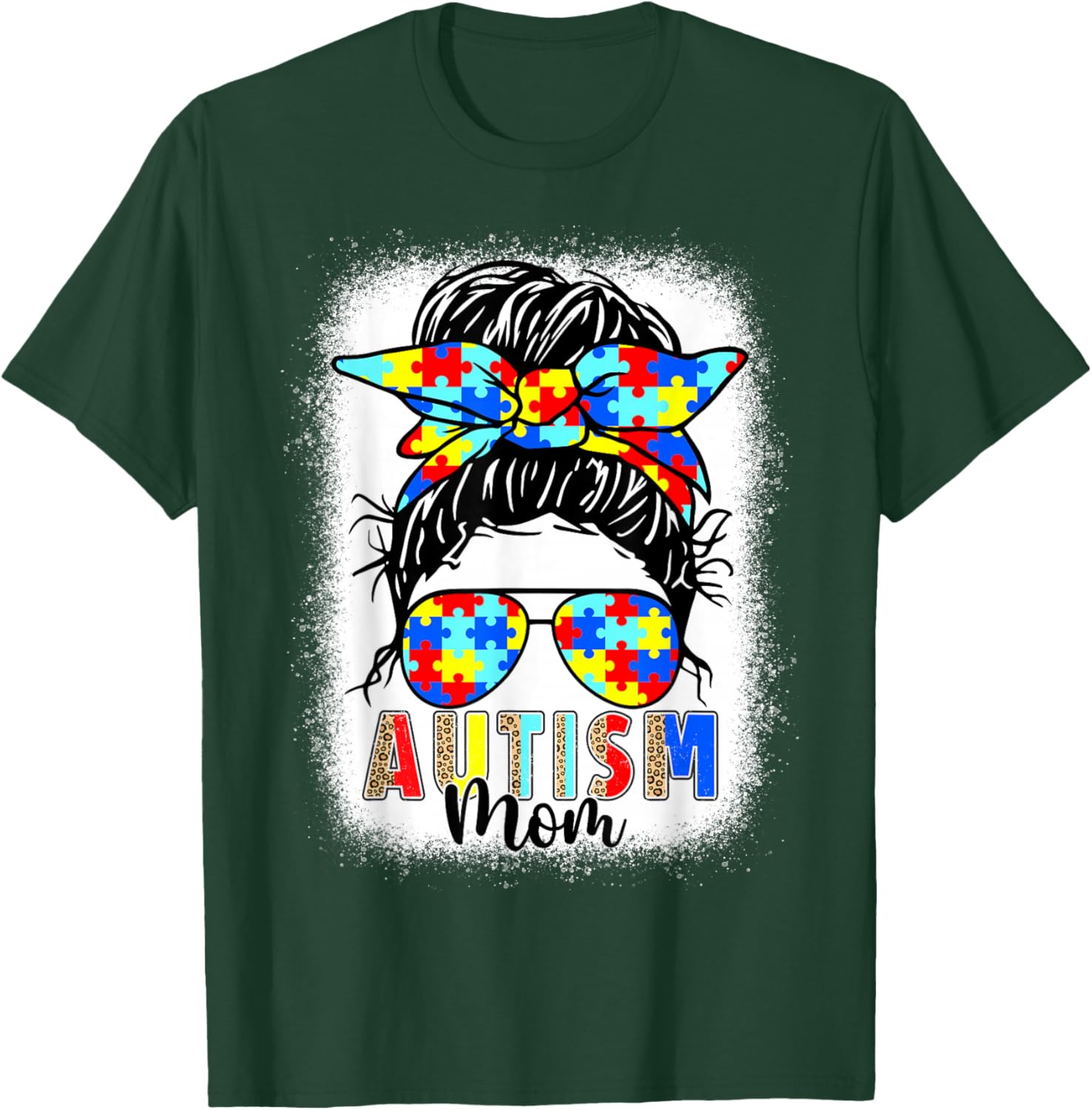 Autism Mom Life Messy Bun T-Shirt Perfect for Mother's Day Gift - 20