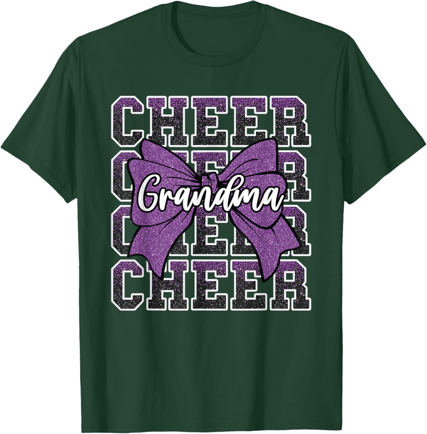 Cheer Grandma Bow Sport Purple T-Shirt for Cheerleaders and Fans - 13