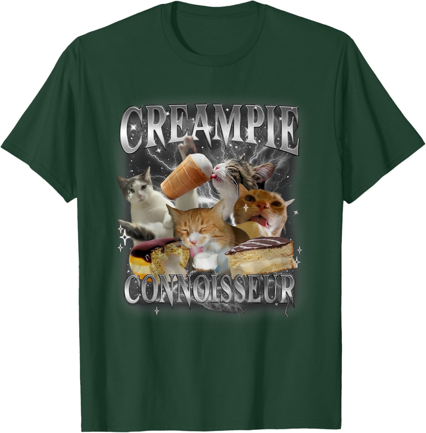 Funny Cat Meme T-Shirt for Adults - Creampie Connoisseur Humor - 1