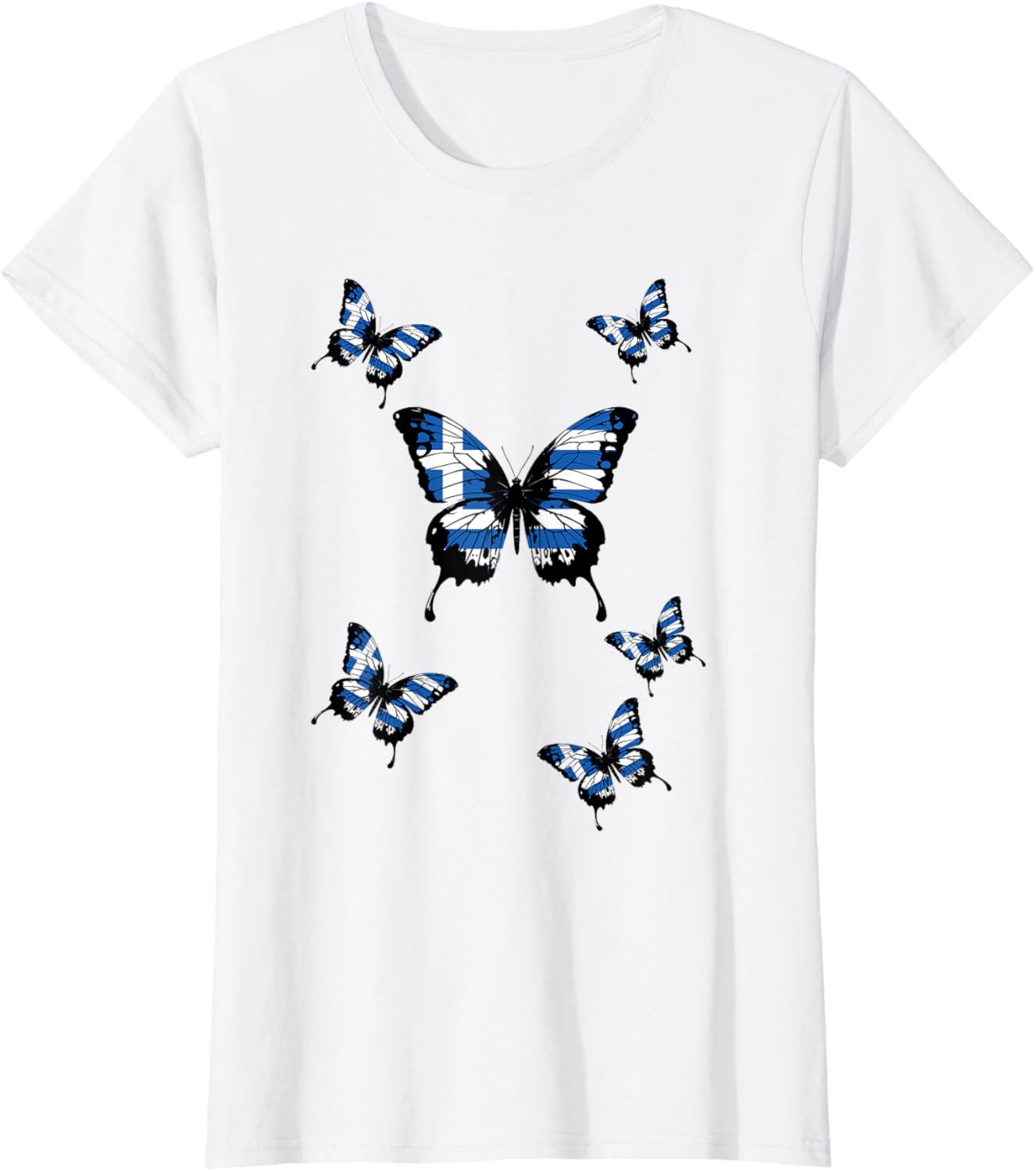 Women's Greece Flag Butterfly T-Shirt for Greek Pride and Style - 2