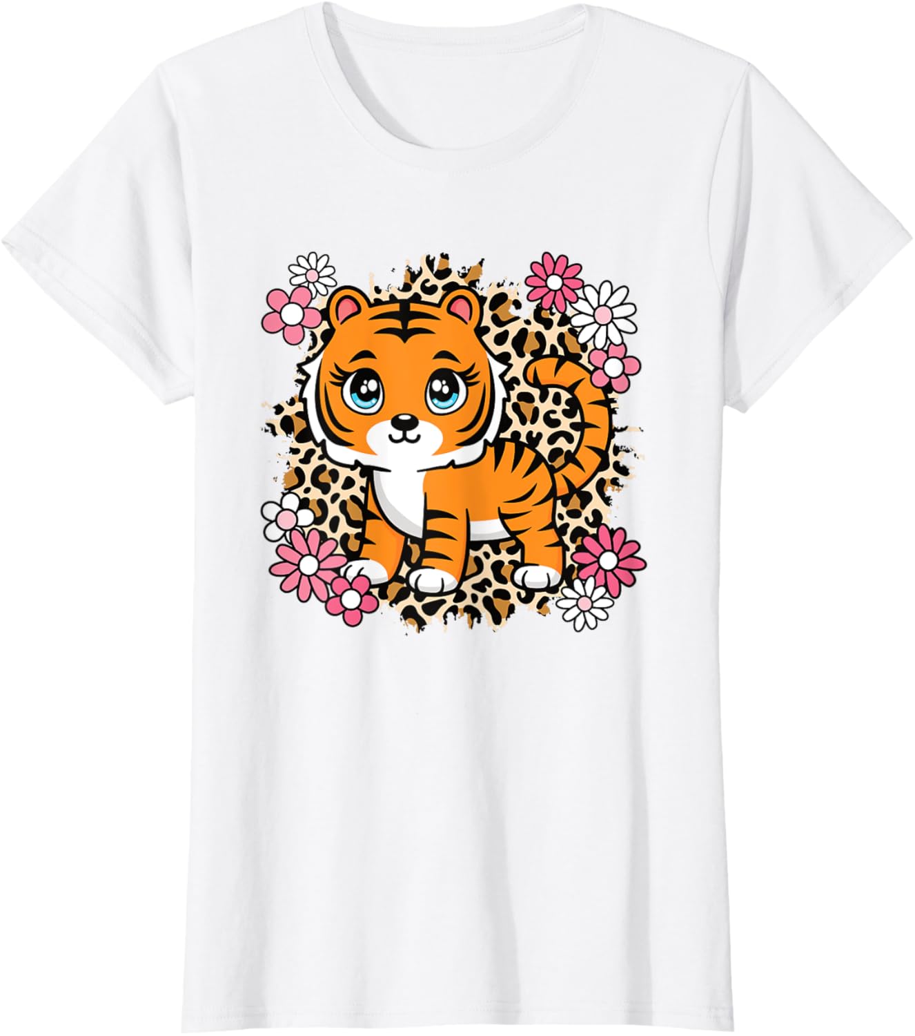 Cute Tiger Flowers T-Shirt for Women Girls and Kids - Perfect Gift for Tiger Lovers - 17