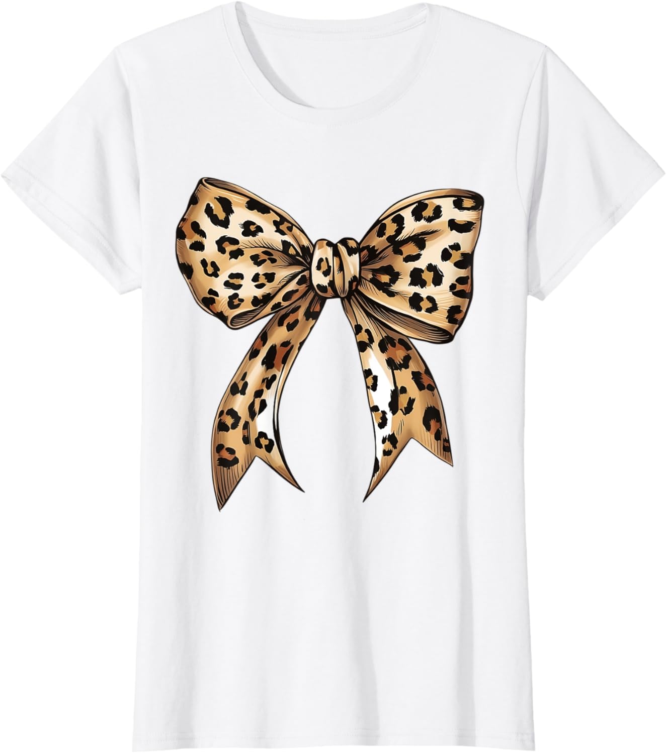 Stylish Leopard Print Croquette Bow T-Shirt for Trendy Fashion Lovers - 11
