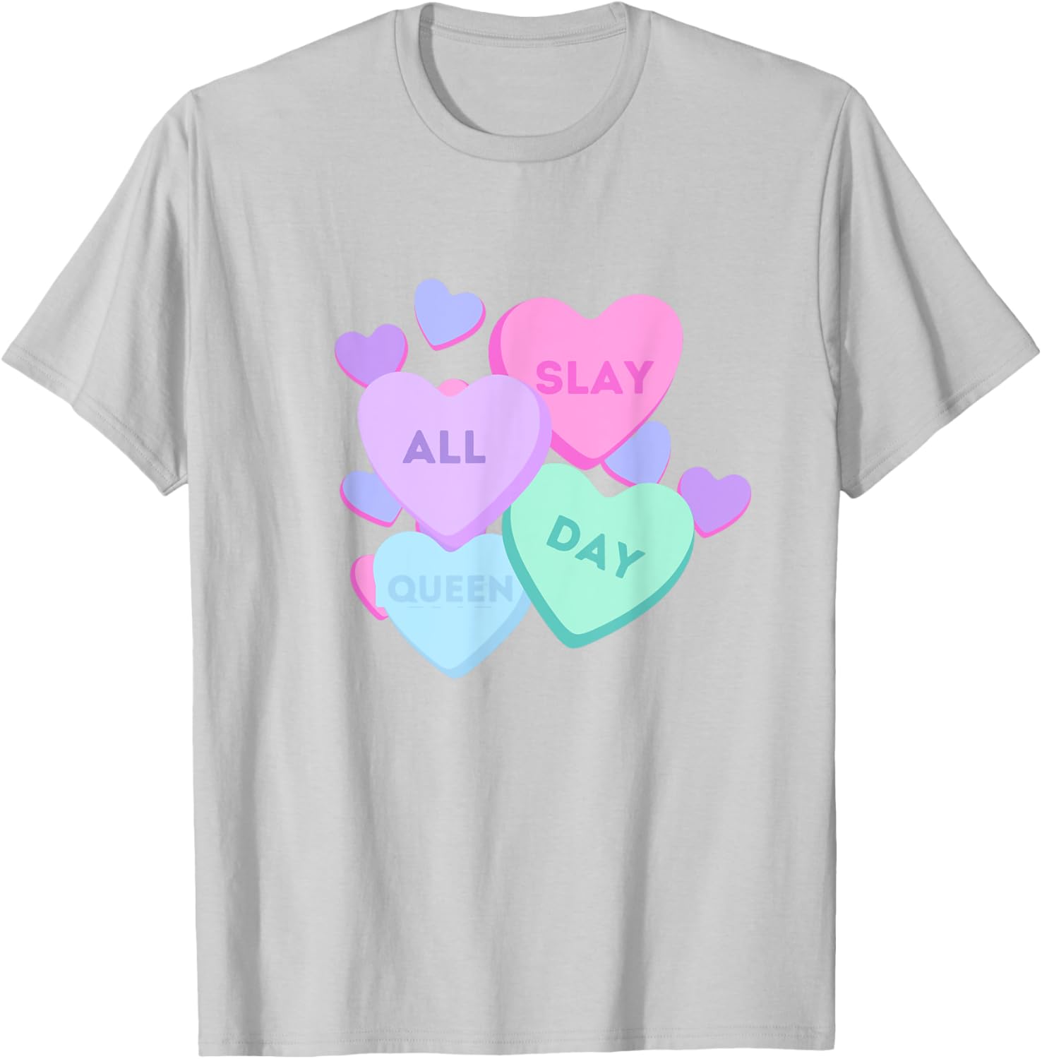 Slay All Day Pastel Heart Candy Graphic T-Shirt for Valentine's Day - 10